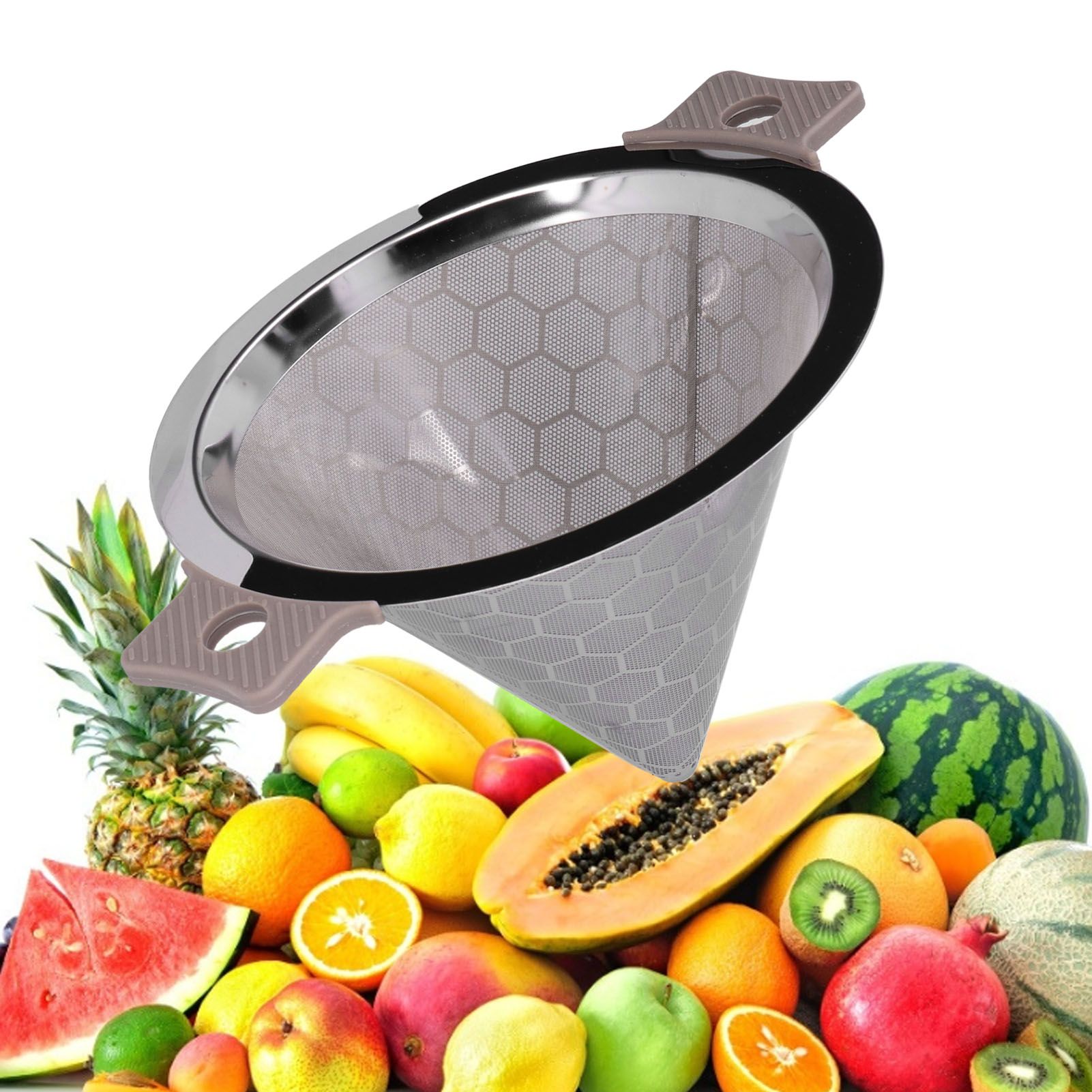 Cone Shaped Strainer Double Ear Stainless Steel Small Strainer for Coffee Tea view 11