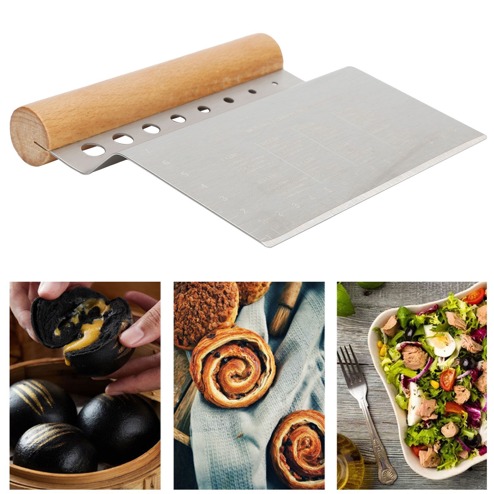 Dough Scraper Multifunctional Kitchen Tool Baking Tool with Handle for Dough view 11