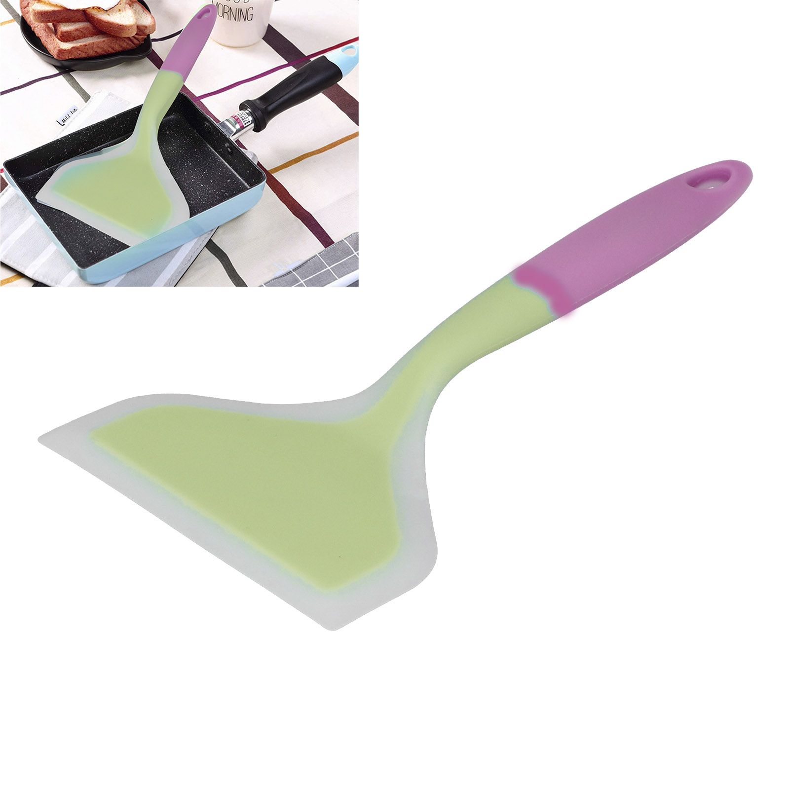 Cooking Spatula Transparent Twocolor Silicone Wide Mouth Frying Spatula view 11