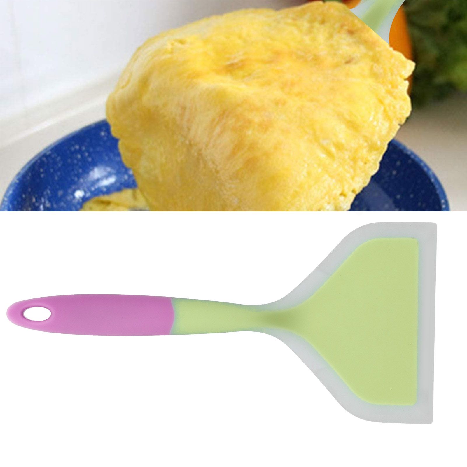 Cooking Spatula Transparent Twocolor Silicone Wide Mouth Frying Spatula view 12