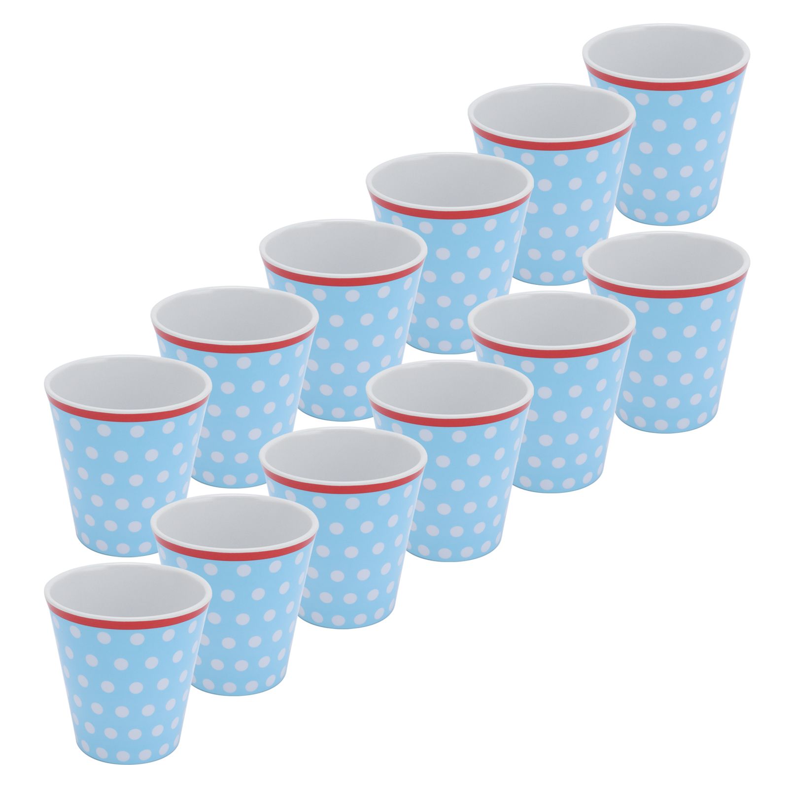 12PCS Light Blue Dot Pattern Imitation Ceramic Water Cup Drinking Mug for