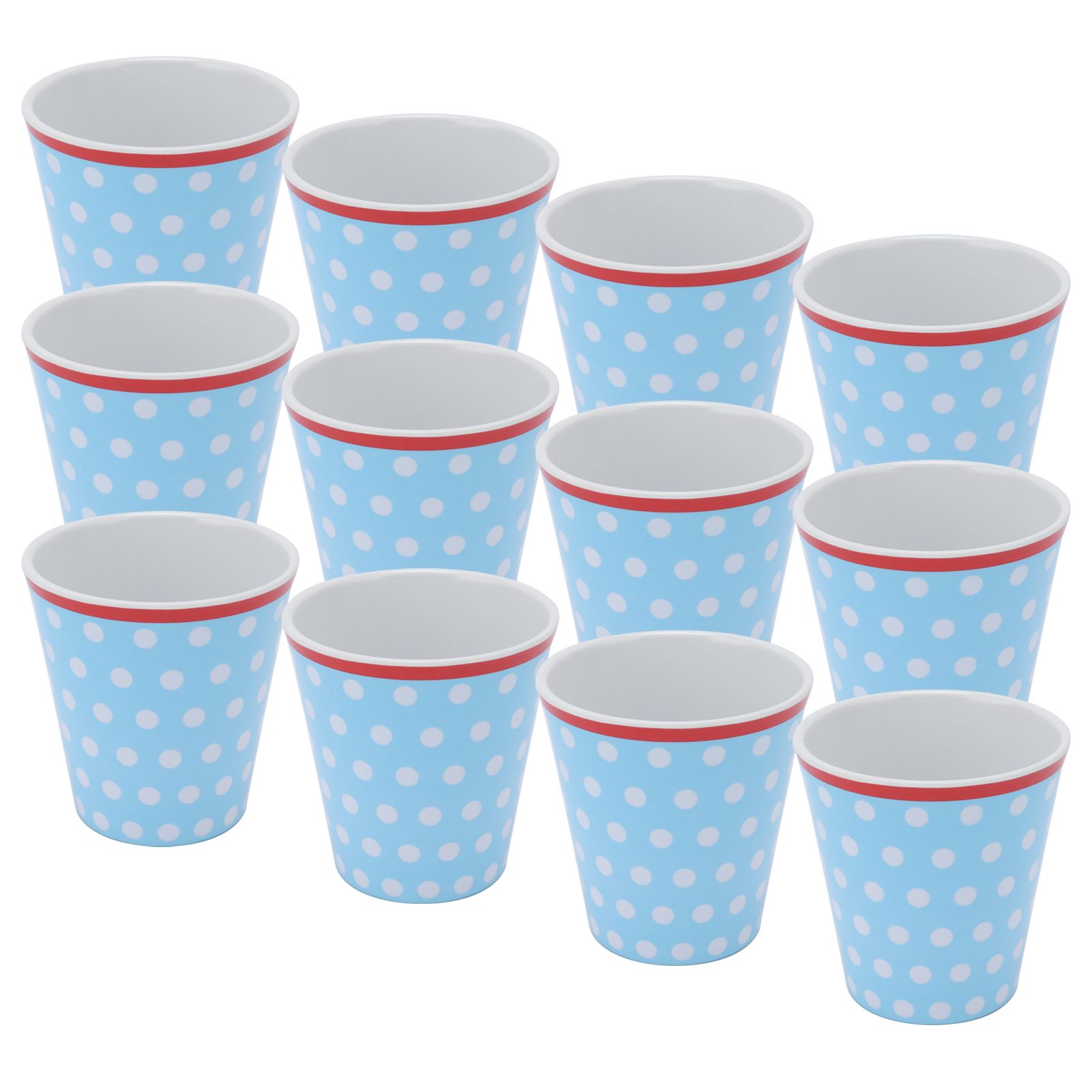 12PCS Light Blue Dot Pattern Imitation Ceramic Water Cup Drinking Mug for view 3