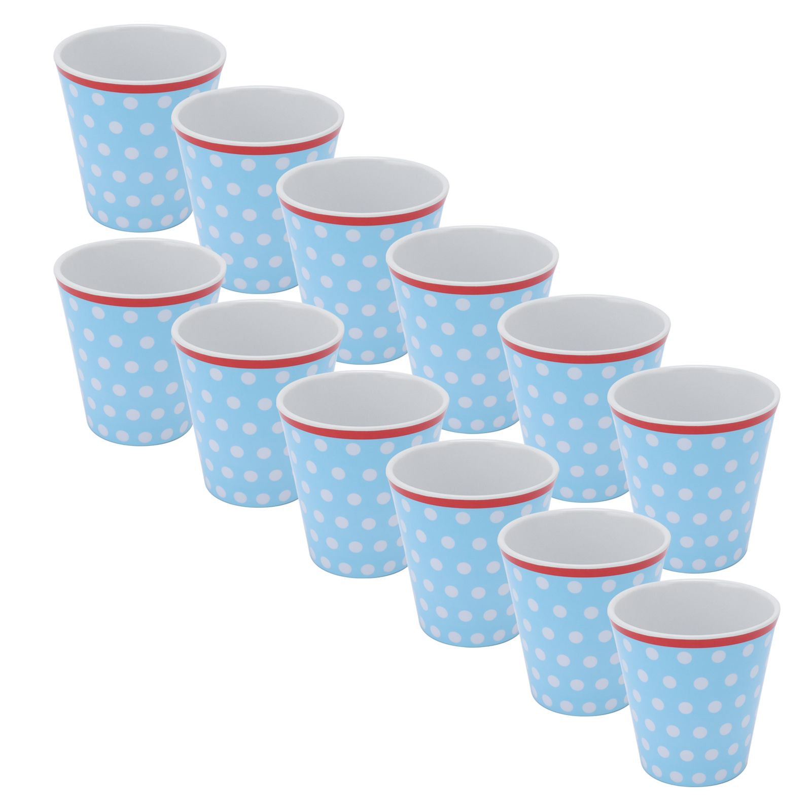 12PCS Light Blue Dot Pattern Imitation Ceramic Water Cup Drinking Mug for view 8