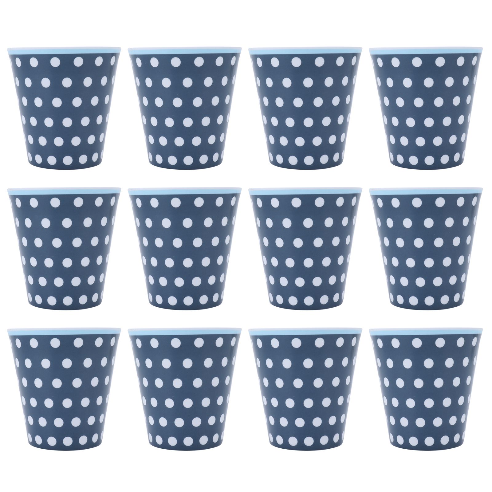 12Pcs Milk Cup AntiScalding Melamine BlueDots Pattern Drinkware Kit for Home view 2