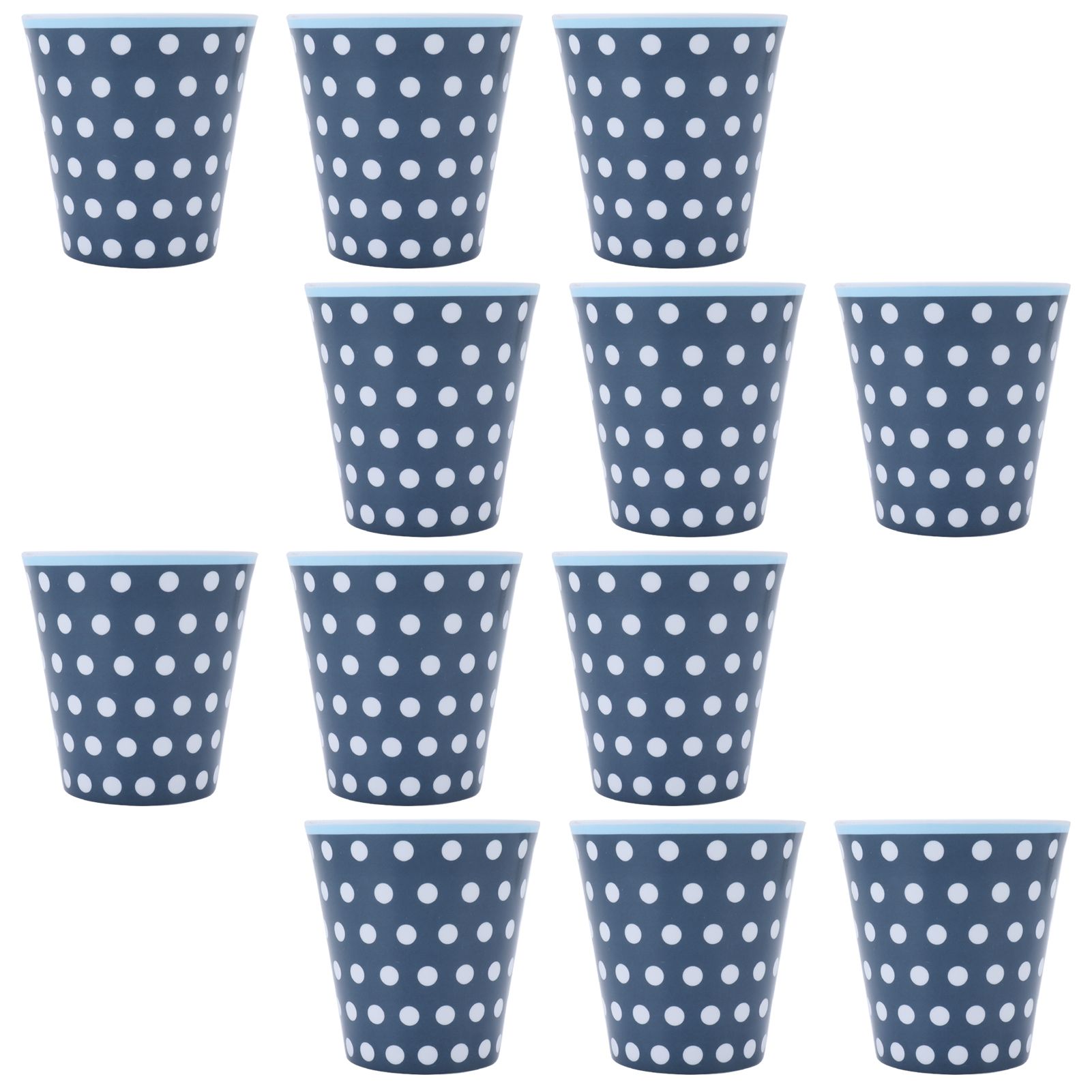 12Pcs Milk Cup AntiScalding Melamine BlueDots Pattern Drinkware Kit for Home view 3
