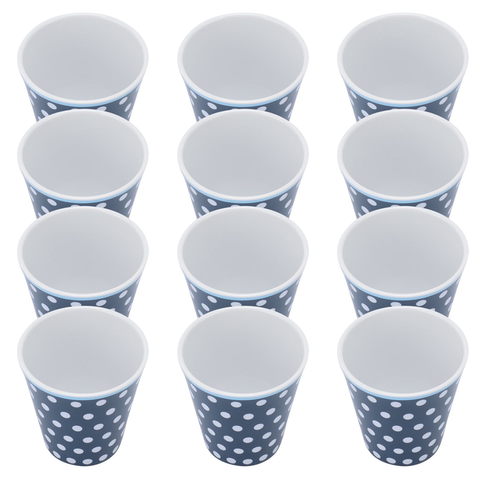 12Pcs Milk Cup AntiScalding Melamine BlueDots Pattern Drinkware Kit for Home view 4