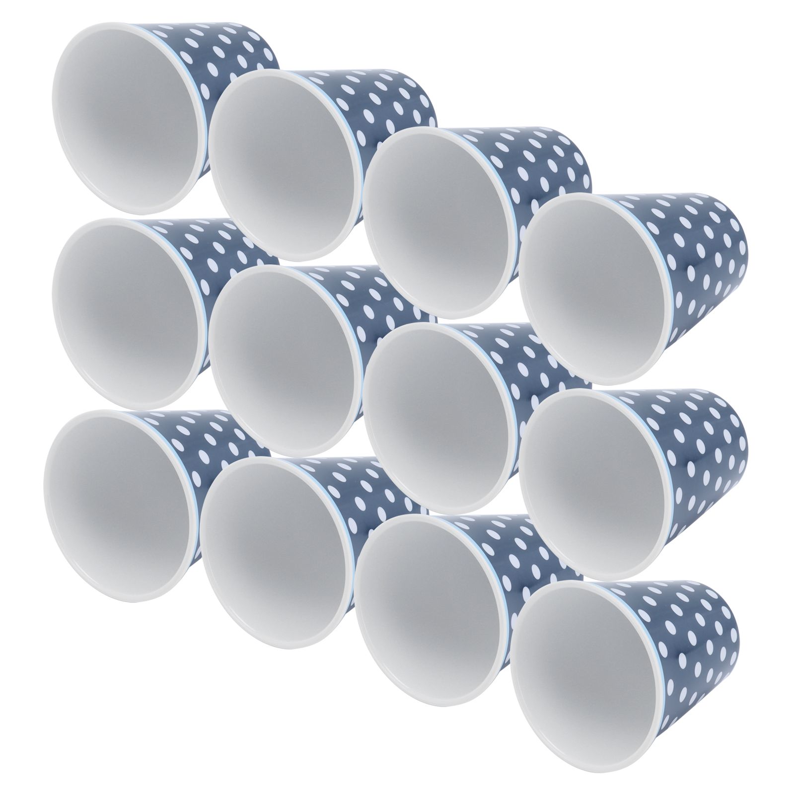 12Pcs Milk Cup AntiScalding Melamine BlueDots Pattern Drinkware Kit for Home view 5