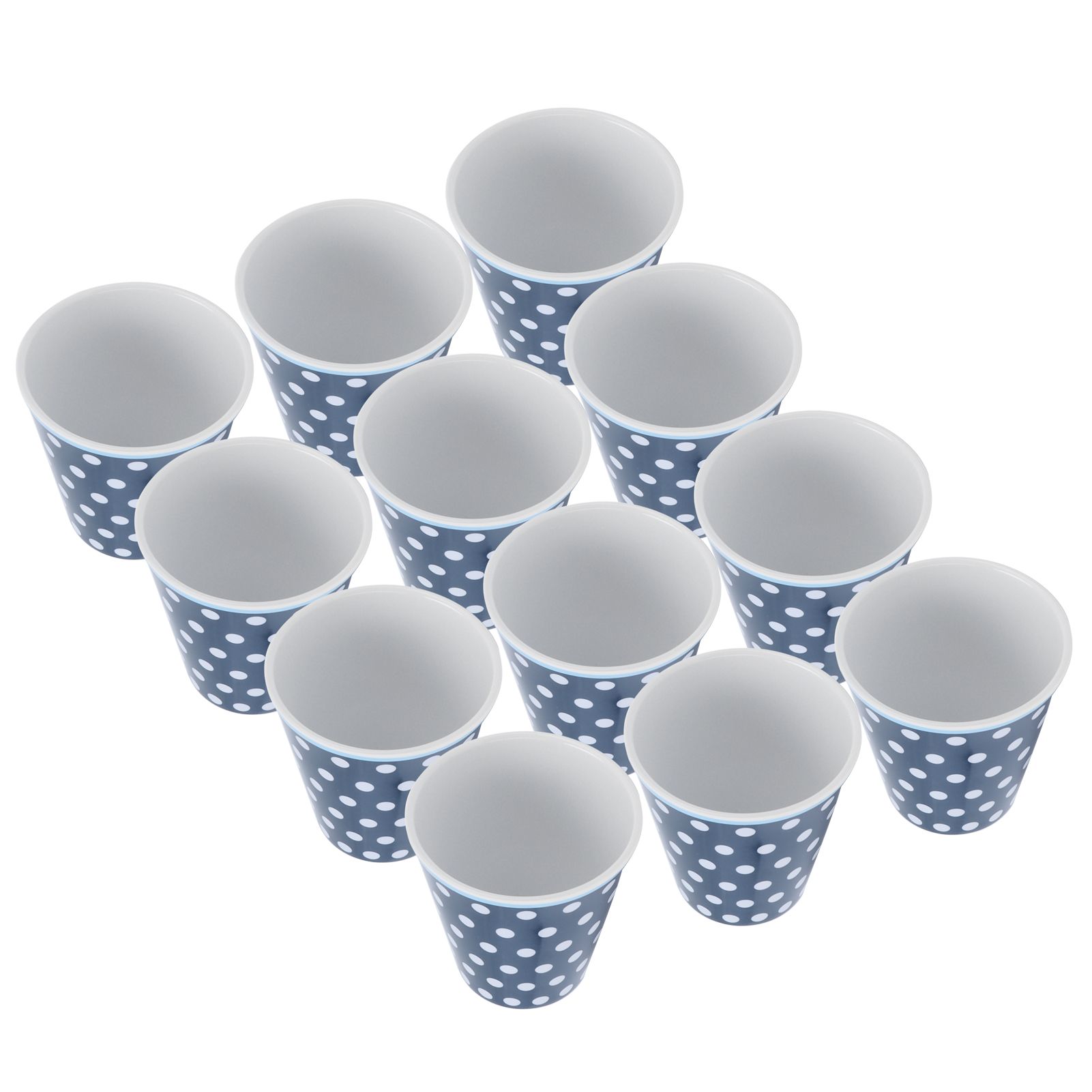 12Pcs Milk Cup AntiScalding Melamine BlueDots Pattern Drinkware Kit for Home view 6