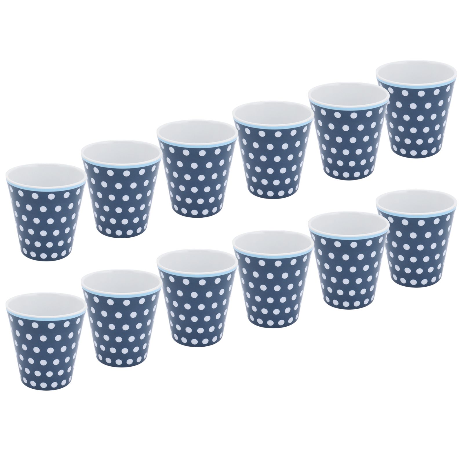12Pcs Milk Cup AntiScalding Melamine BlueDots Pattern Drinkware Kit for Home view 8