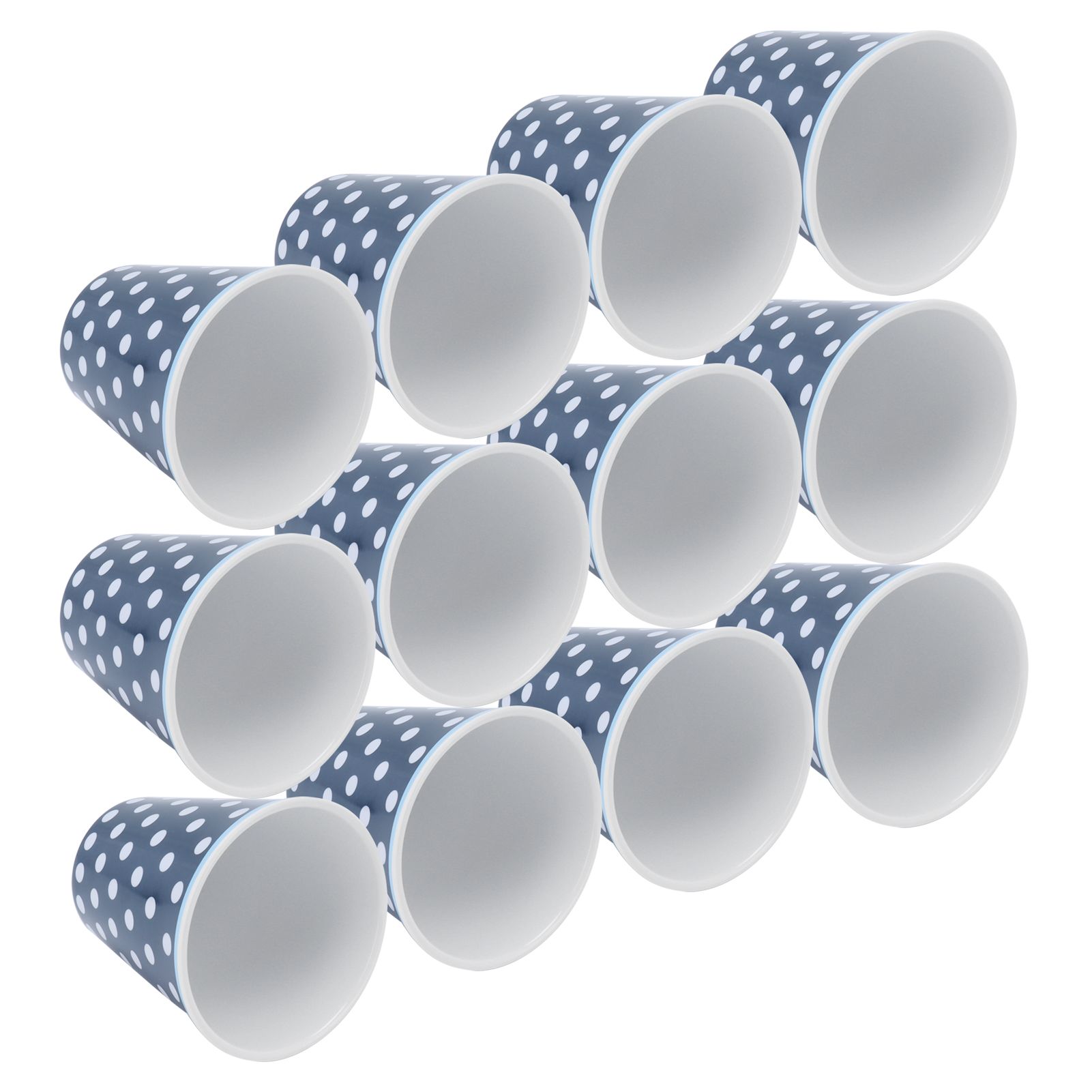 12Pcs Milk Cup AntiScalding Melamine BlueDots Pattern Drinkware Kit for Home view 9