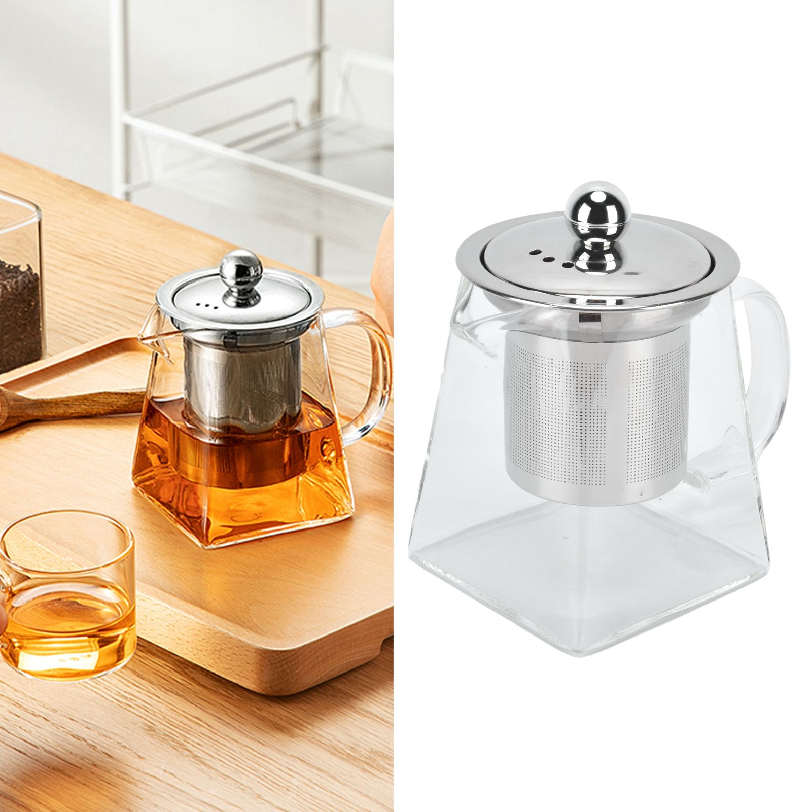 Transparent Glass Teapot with Removable 304 Stainless Steel Filter Tea Kettle view 12