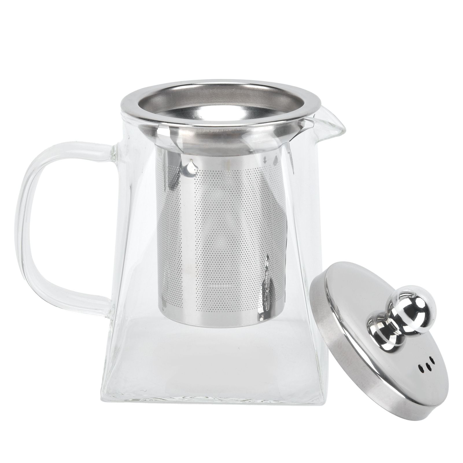 Transparent Glass Teapot with Removable 304 Stainless Steel Filter Tea Kettle