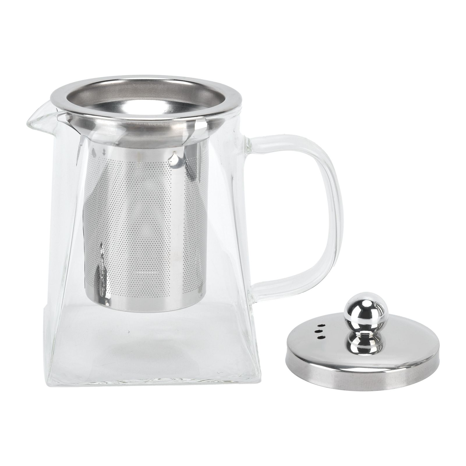 Transparent Glass Teapot with Removable 304 Stainless Steel Filter Tea Kettle view 3