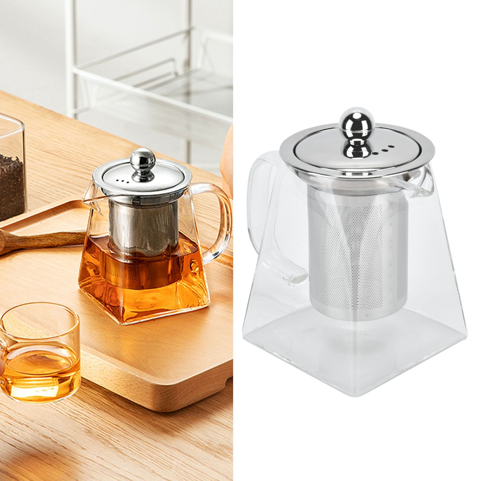 Transparent Glass Teapot with Removable 304 Stainless Steel Filter Tea Kettle view 12