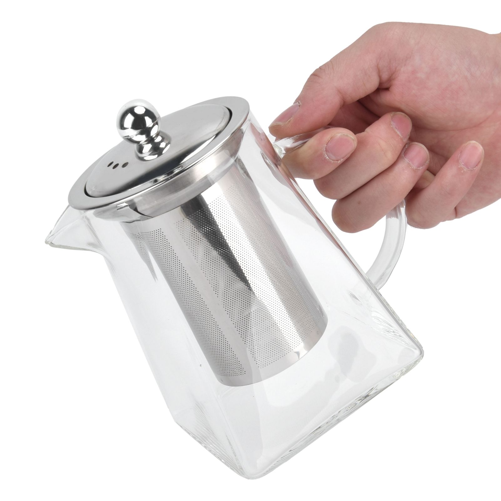 Transparent Glass Teapot with Removable 304 Stainless Steel Filter Tea Kettle view 10