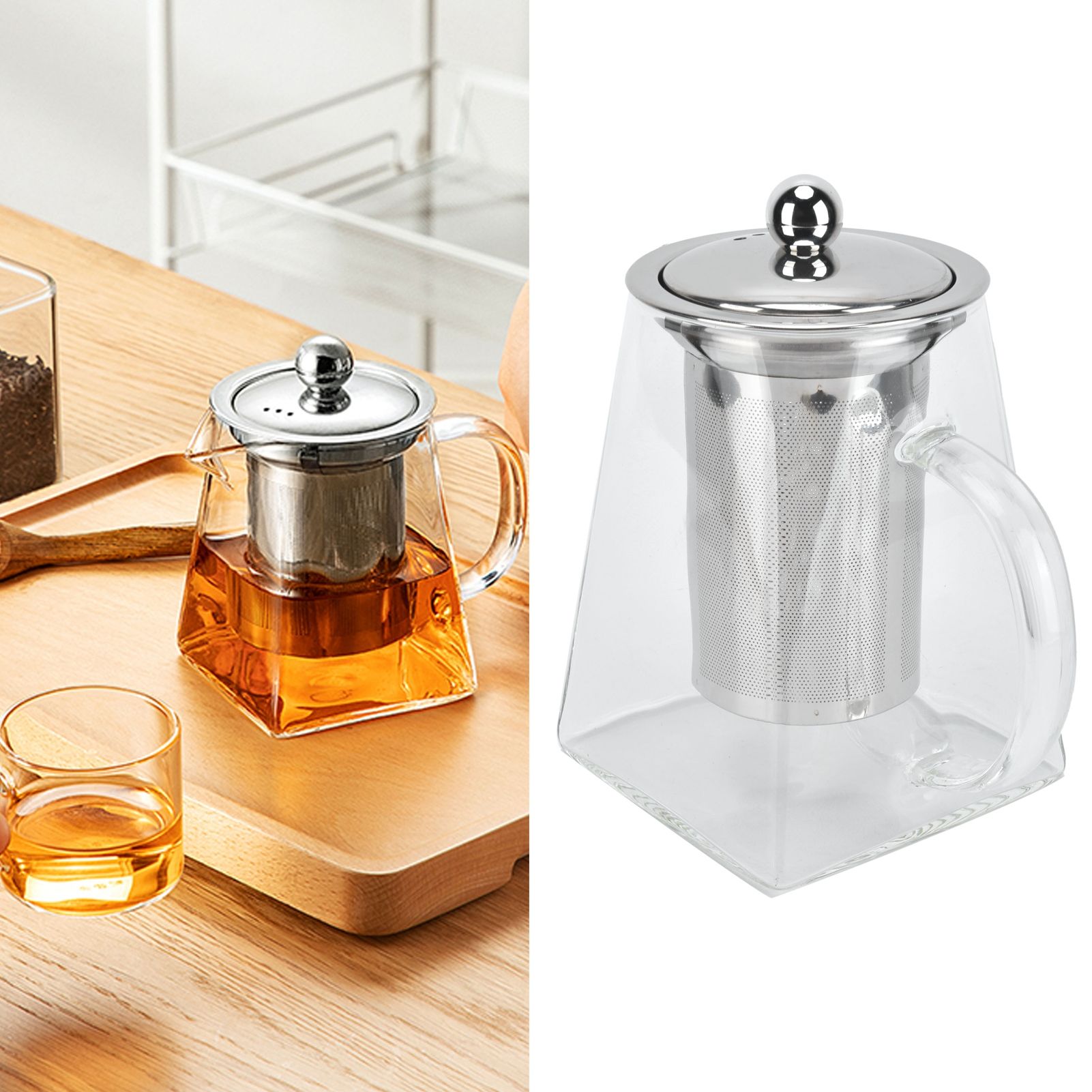 Transparent Glass Teapot with Removable 304 Stainless Steel Filter Tea Kettle view 12