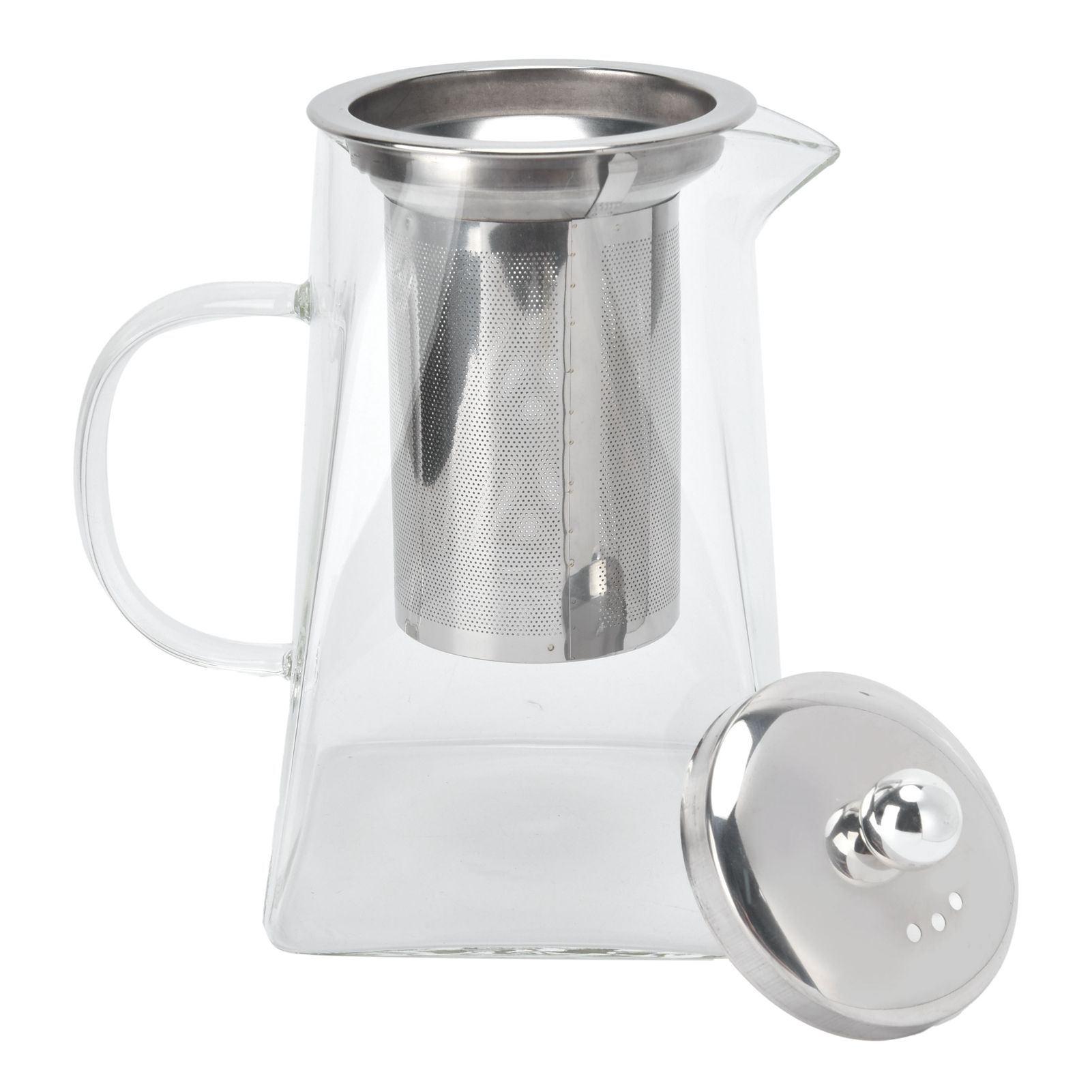 Transparent Glass Teapot with Removable 304 Stainless Steel Filter Tea Kettle