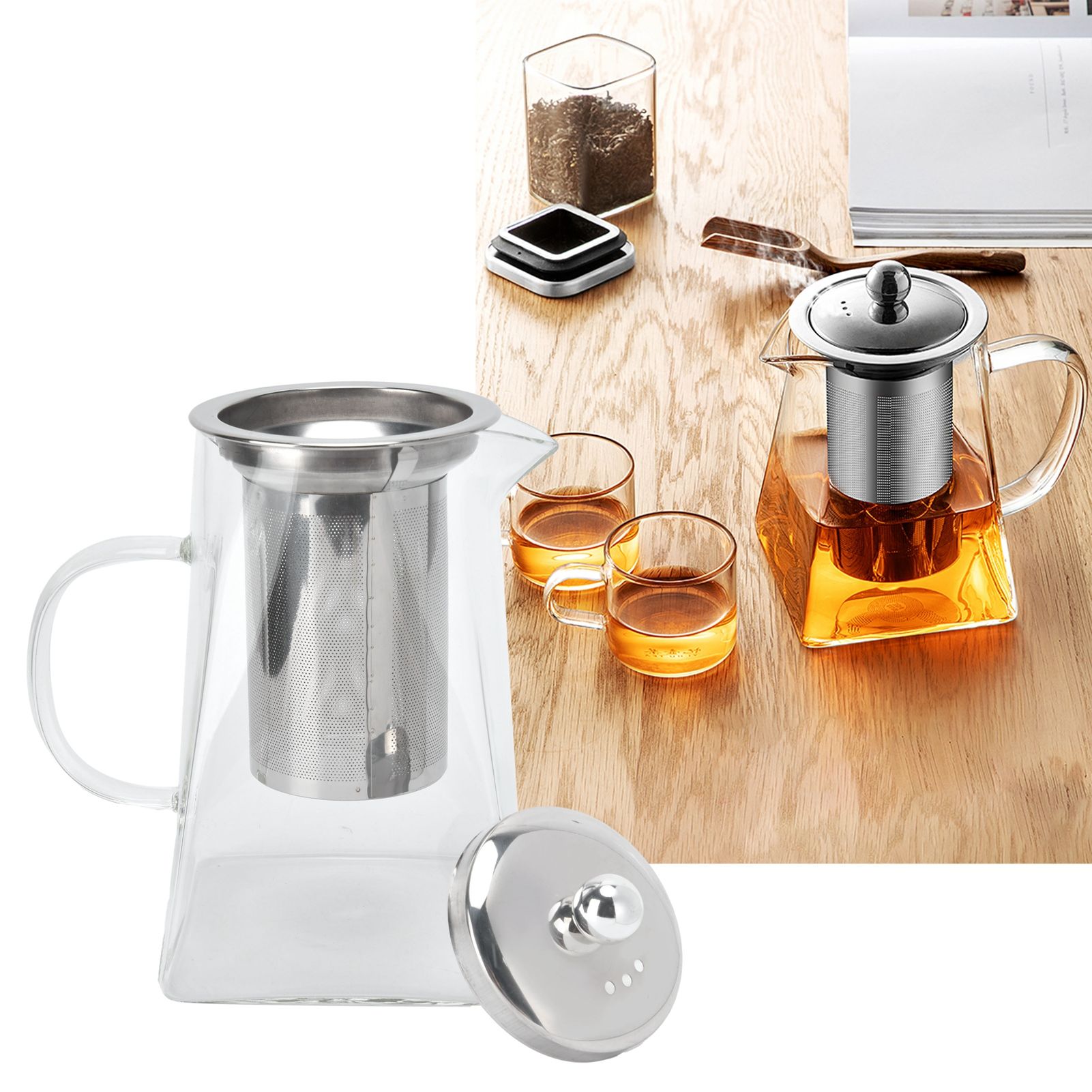 Transparent Glass Teapot with Removable 304 Stainless Steel Filter Tea Kettle view 11