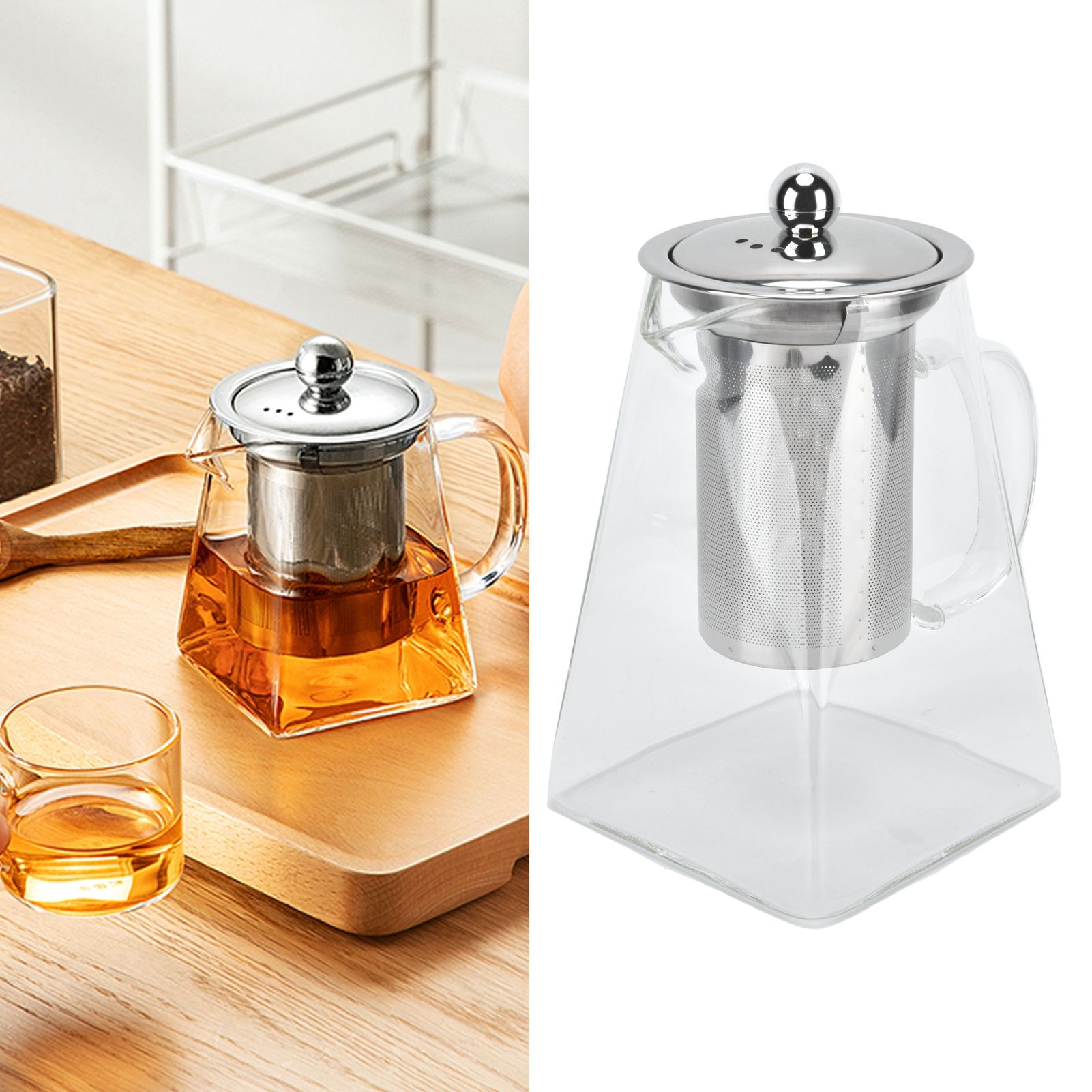 Transparent Glass Teapot with Removable 304 Stainless Steel Filter Tea Kettle view 12
