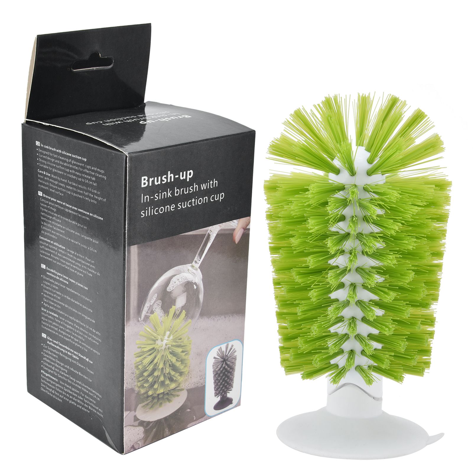 Glass Brush ABS Nylon Vertical Design Nontoxic Suction Cup Cleaning Brush for view 2