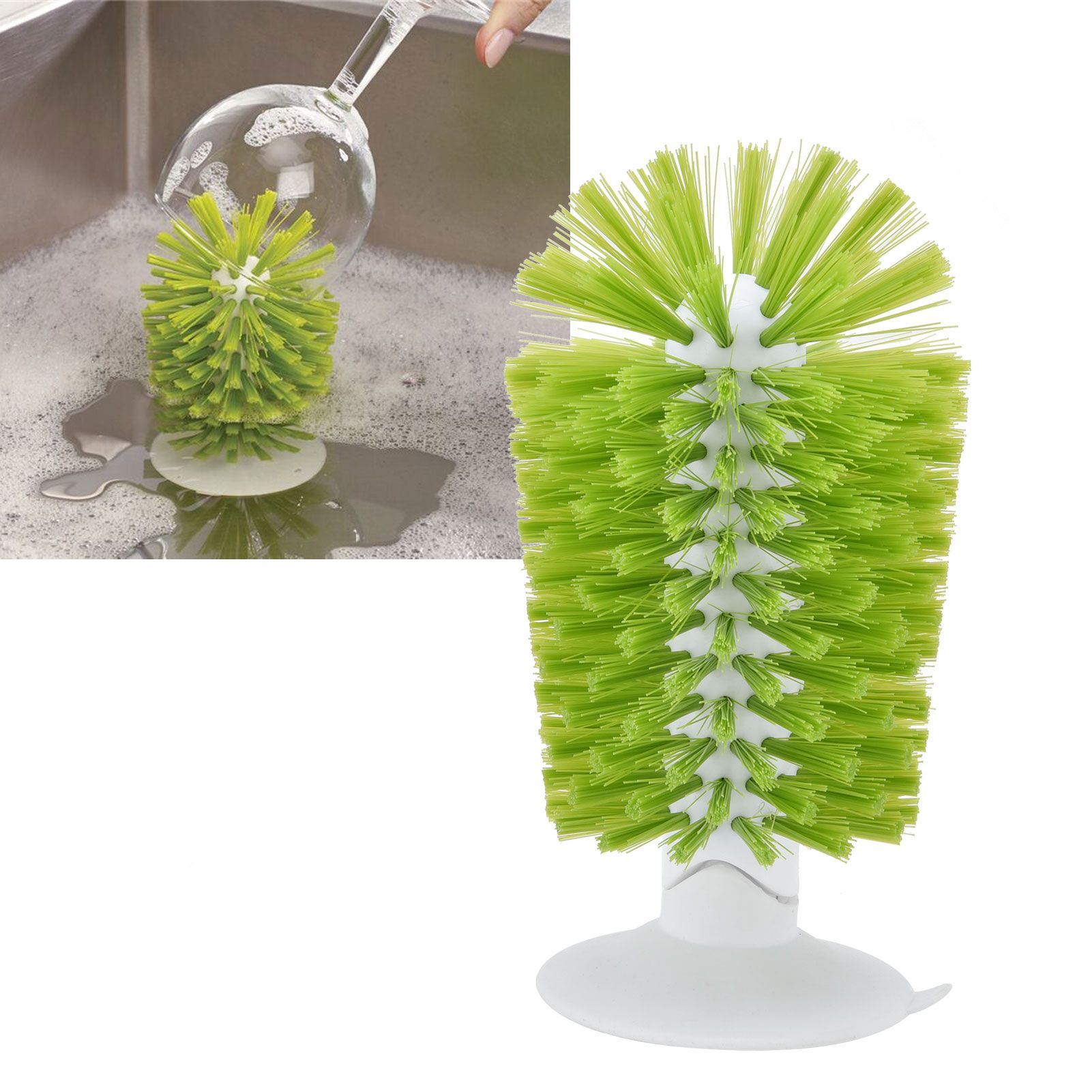 Glass Brush ABS Nylon Vertical Design Nontoxic Suction Cup Cleaning Brush for view 11
