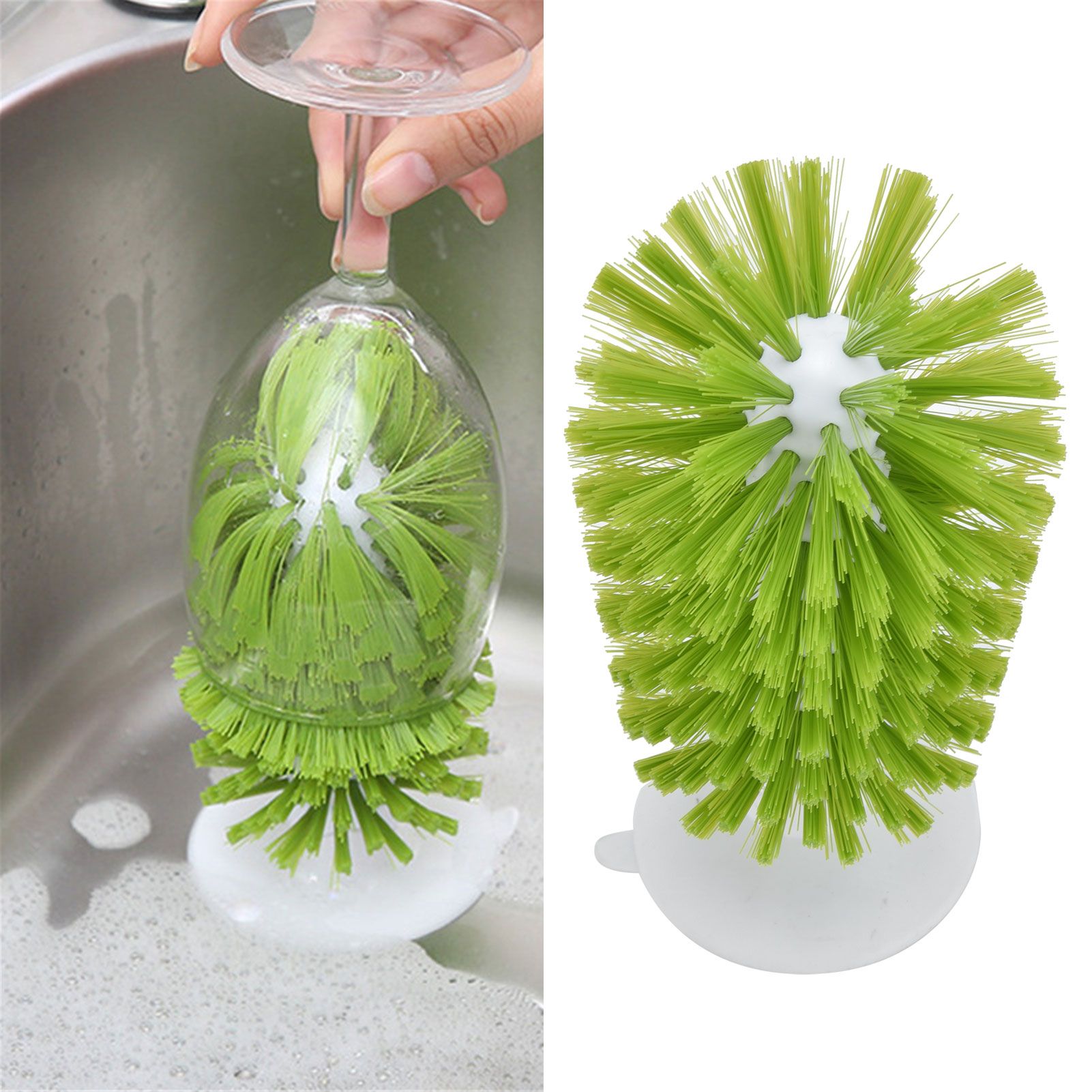 Glass Brush ABS Nylon Vertical Design Nontoxic Suction Cup Cleaning Brush for view 12