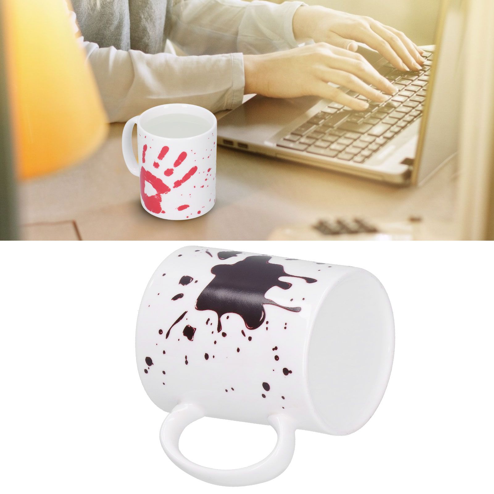 Palm Pattern Coffee Mug Thermal Induction Color Changing Cup for Home Office view 12