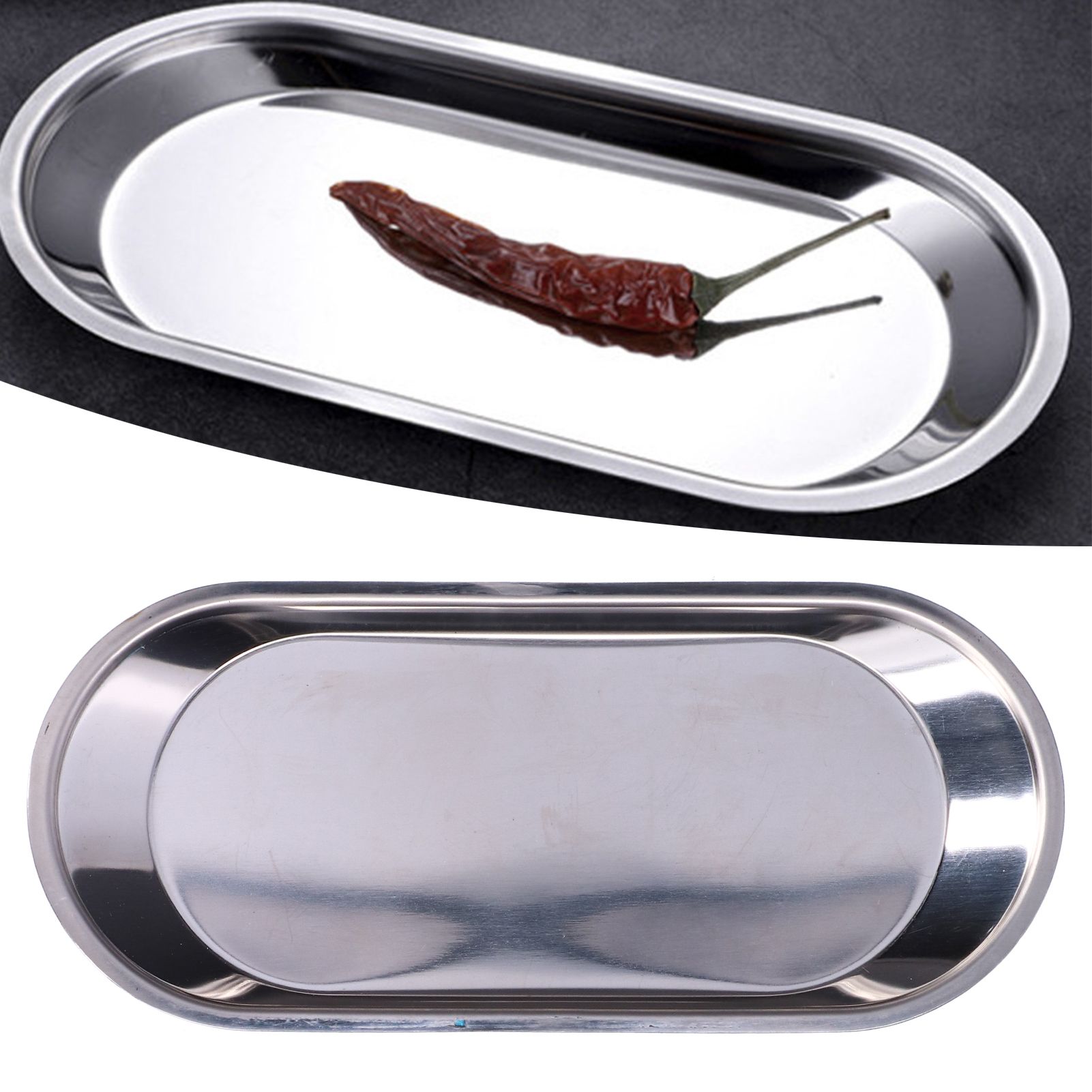 Small Plate Oval Thickened Stainless Steel MultiPurpose Storage Tray for Home view 11