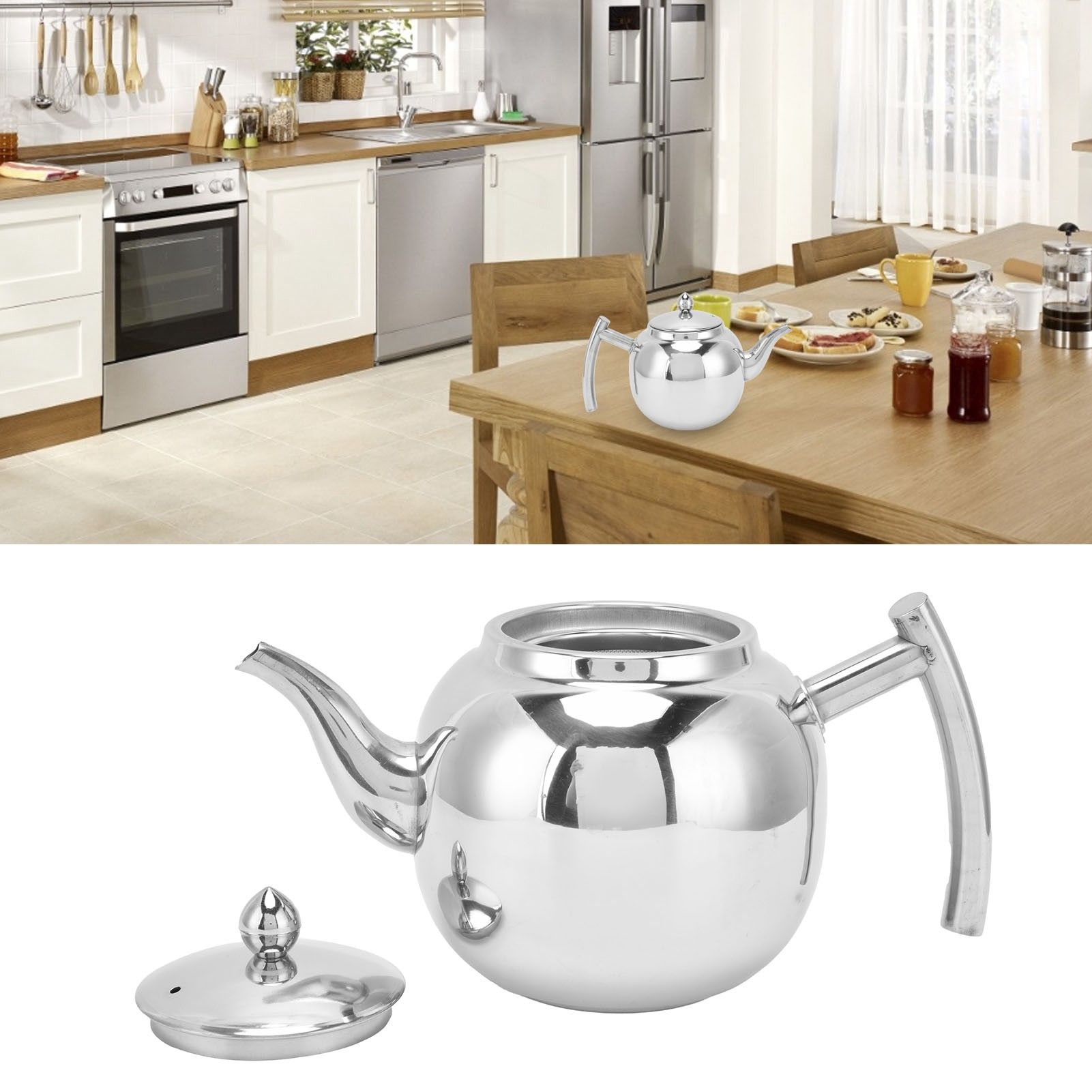 Household Teapot Stainless Steel Tea Pot Cold Water Kettle with Filter for view 12