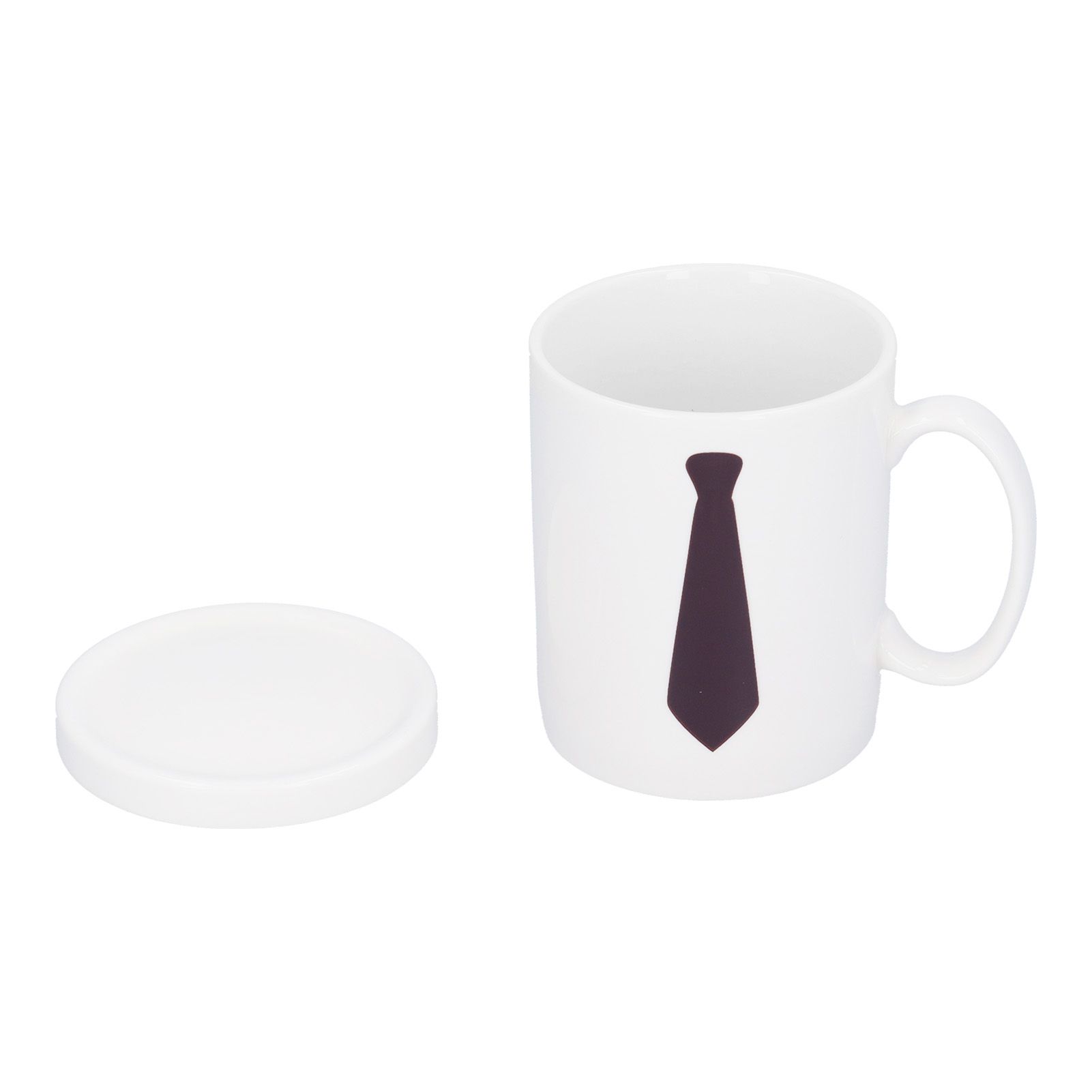 Necktie Pattern Color Changing Cup ThermoSensitive Coffee Mug with Cover for view 2