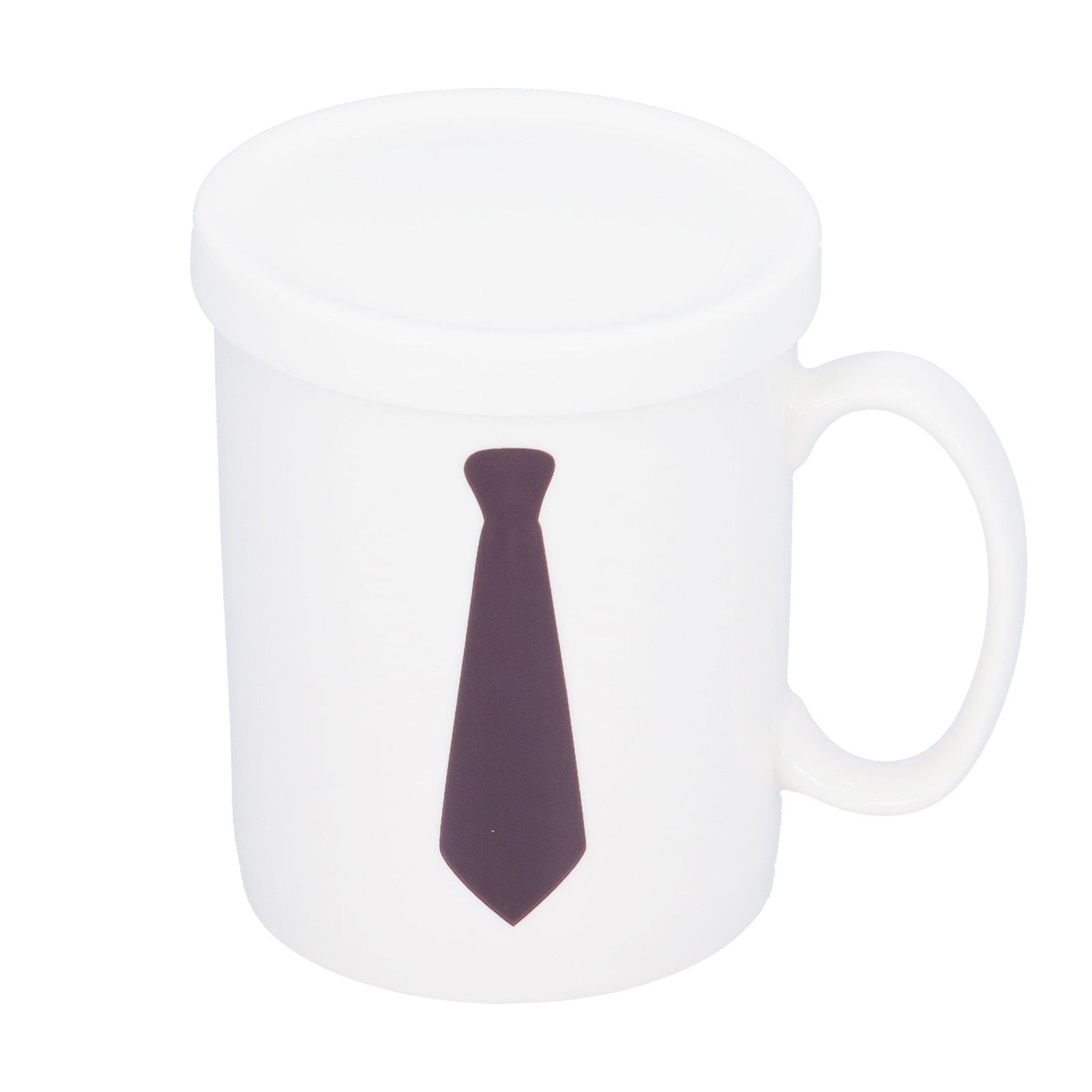 Necktie Pattern Color Changing Cup ThermoSensitive Coffee Mug with Cover for view 3