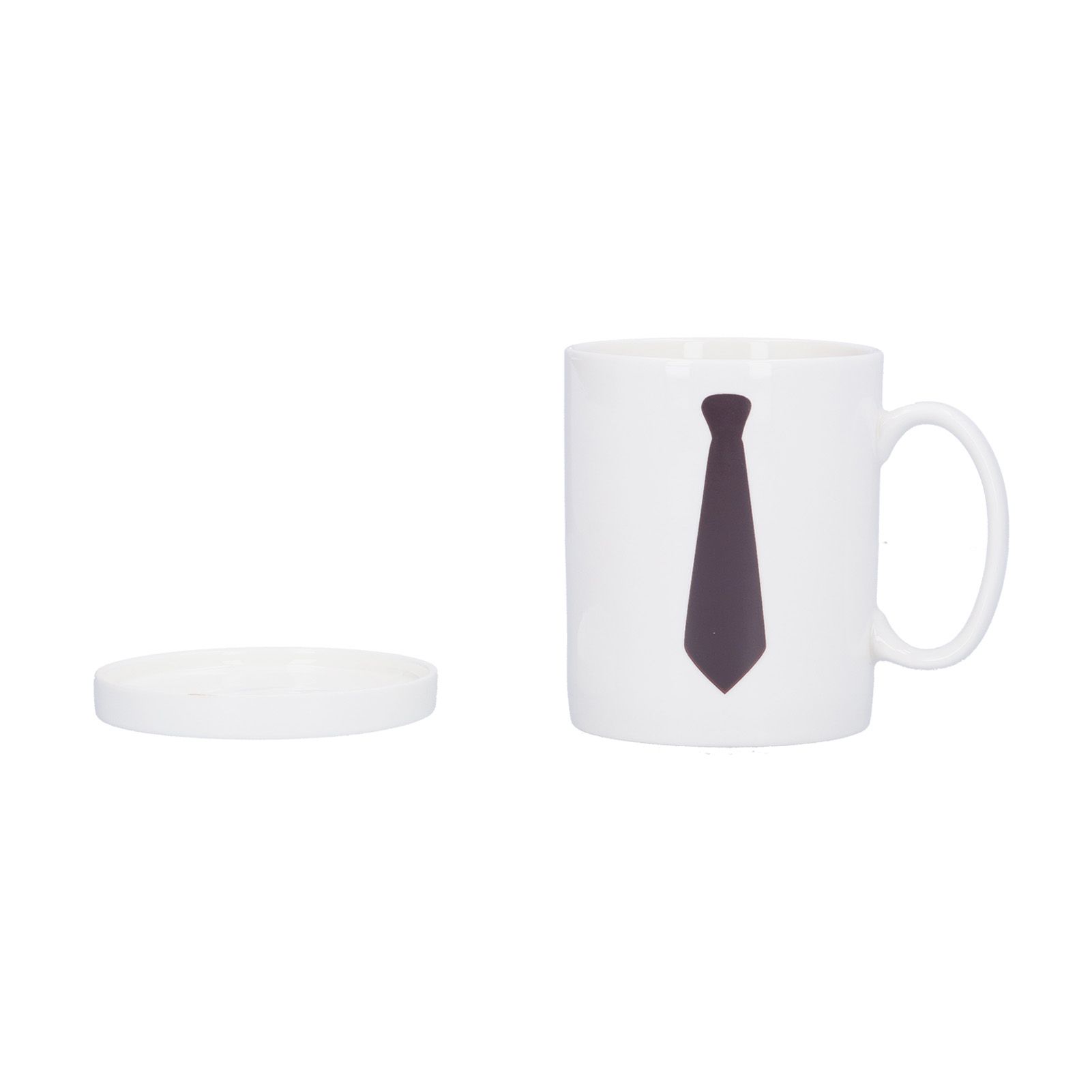 Necktie Pattern Color Changing Cup ThermoSensitive Coffee Mug with Cover for view 4