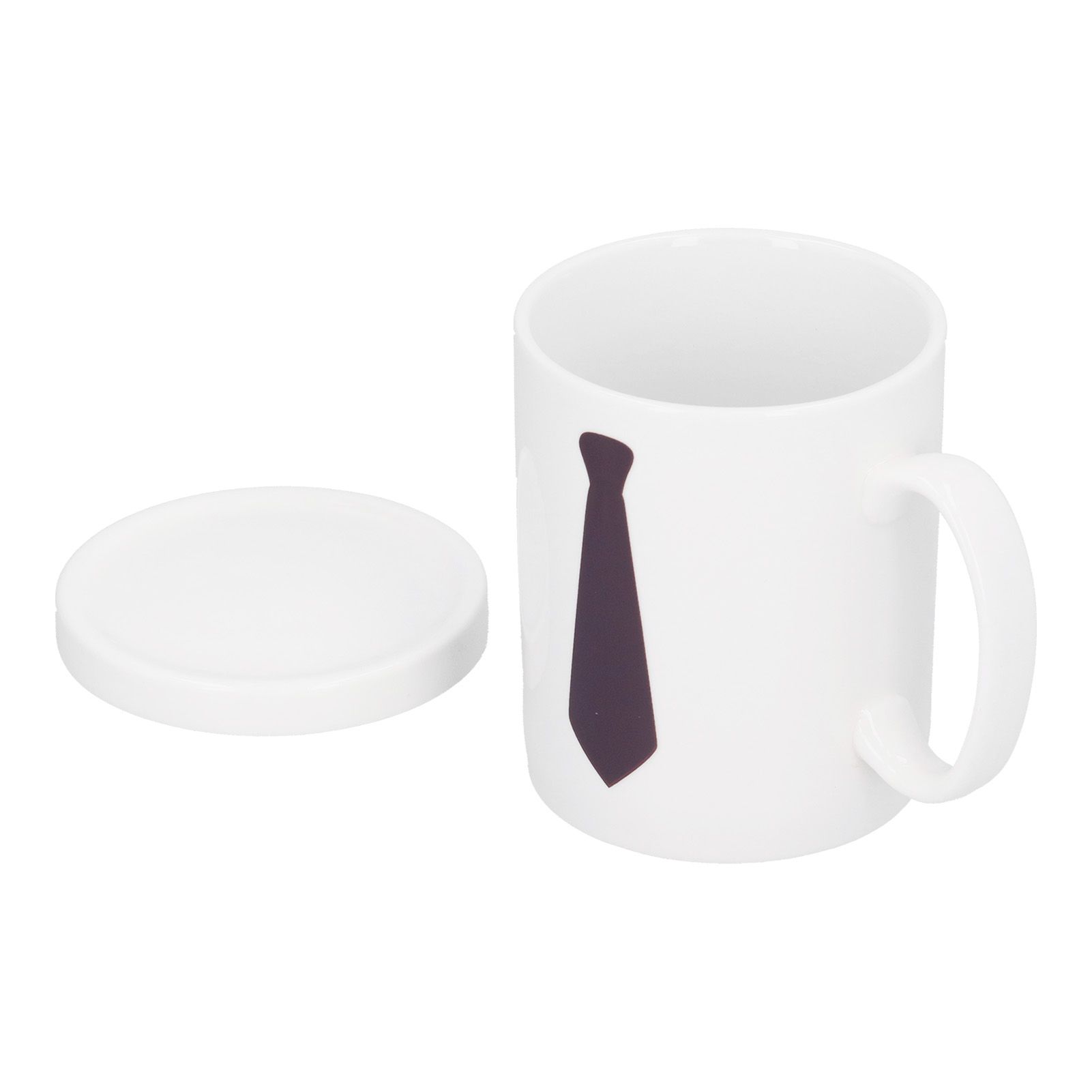 Necktie Pattern Color Changing Cup ThermoSensitive Coffee Mug with Cover for view 7