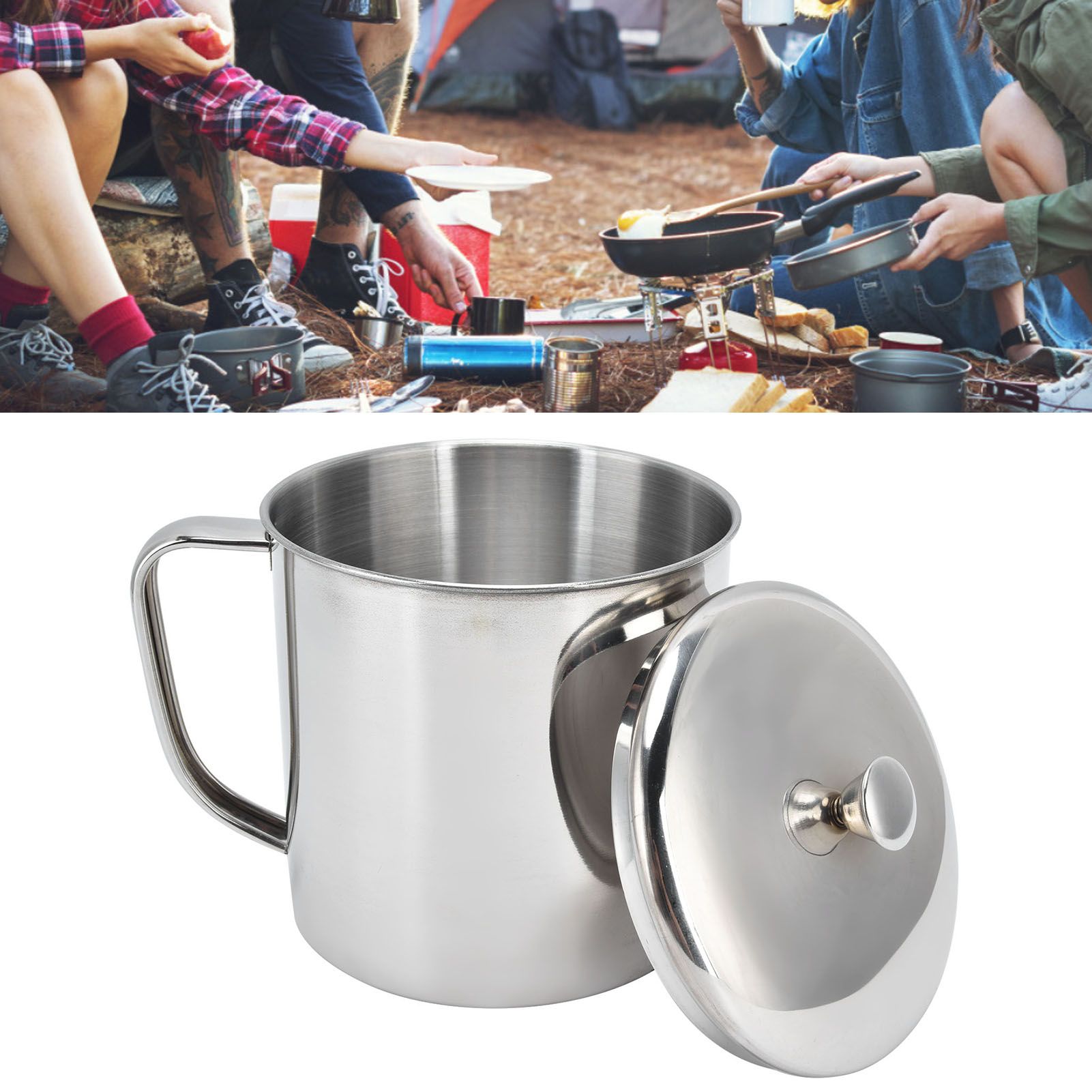 Tea Cup Portable 304 Stainless Steel Water Cup with Lid Handle Drinking Milk view 11