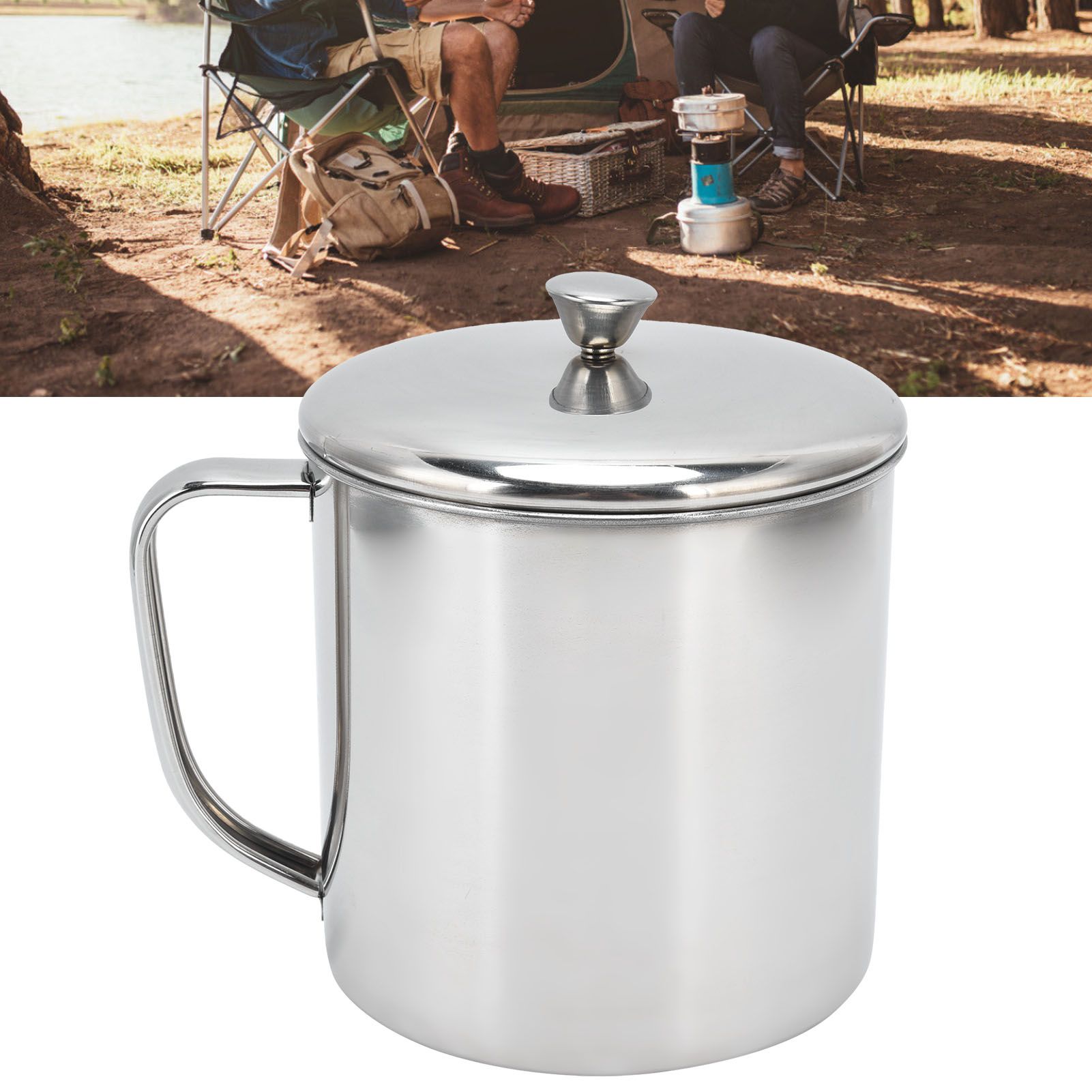 Tea Cup Portable 304 Stainless Steel Water Cup with Lid Handle Drinking Milk view 12