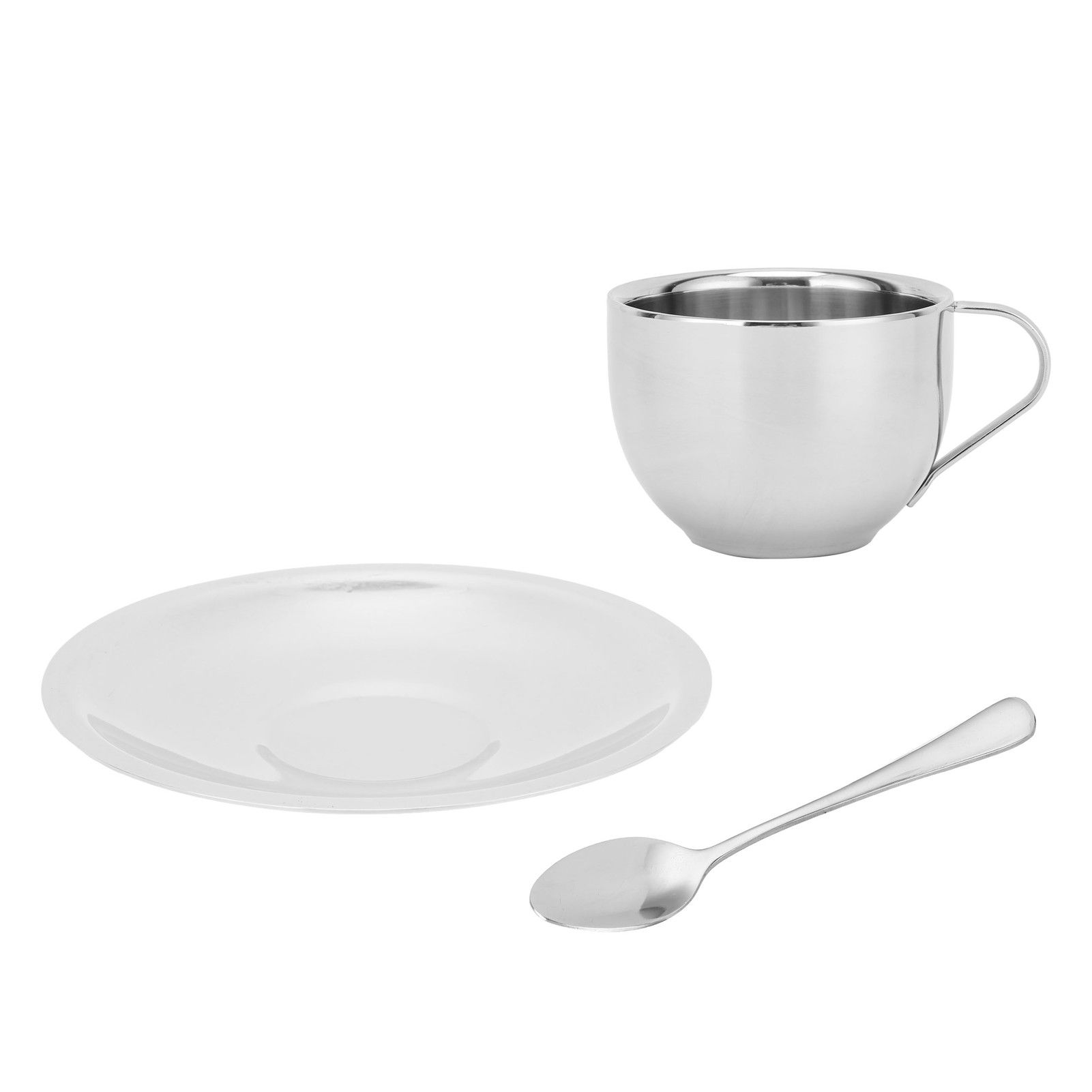 Coffee Cup Stainless Steel DoubleLayer Insulation Milk Mug with Spoon Saucer view 5