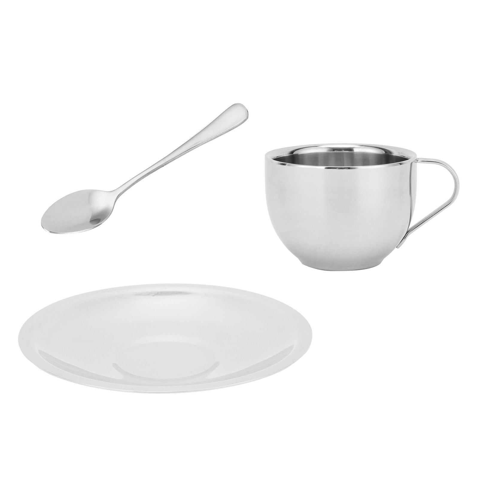 Coffee Cup Stainless Steel DoubleLayer Insulation Milk Mug with Spoon Saucer view 7