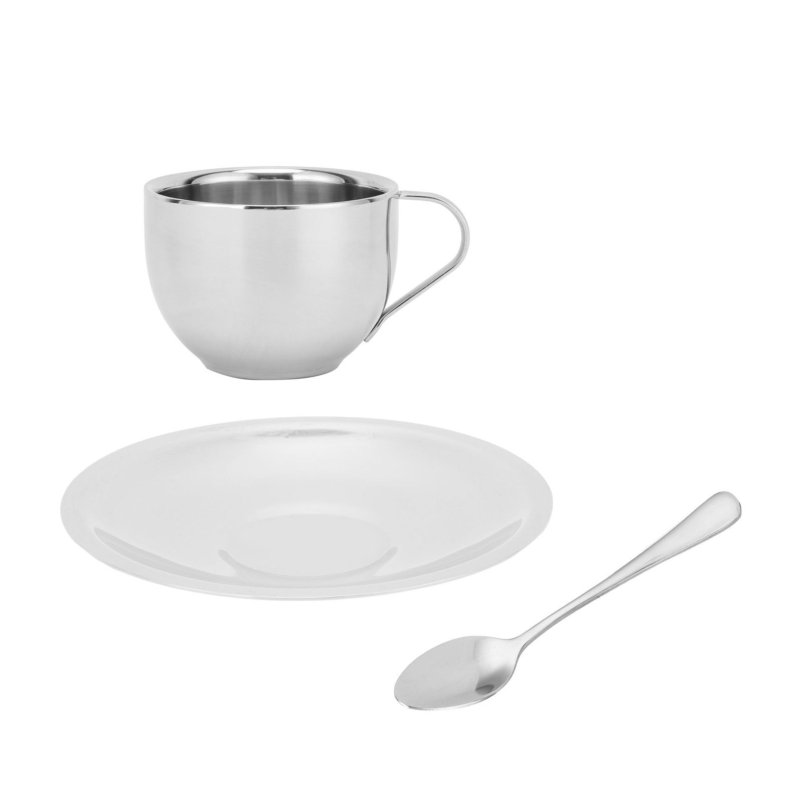 Coffee Cup Stainless Steel DoubleLayer Insulation Milk Mug with Spoon Saucer view 10