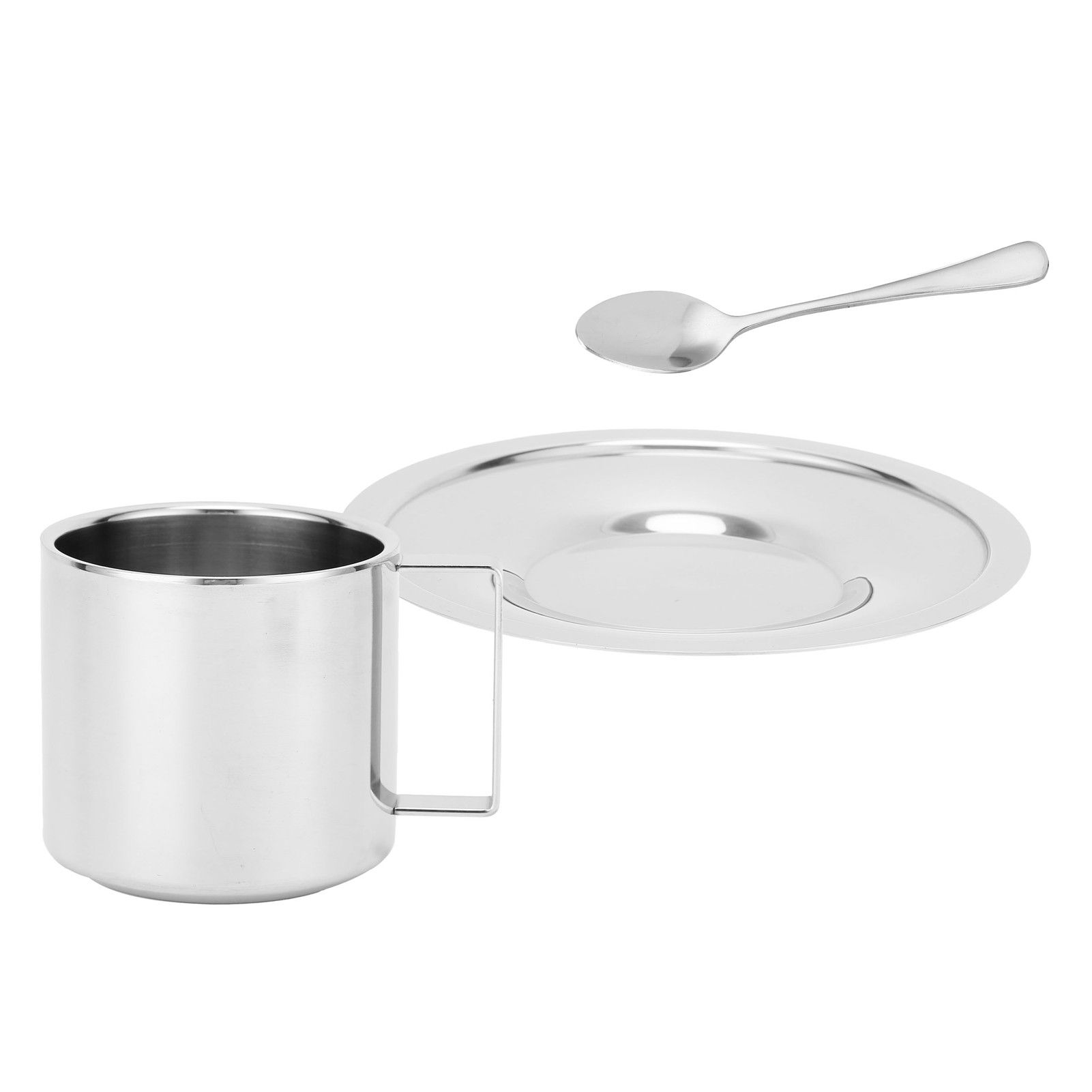 Coffee Cup Stainless Steel DoubleLayer Insulation Milk Mug with Spoon Saucer view 10