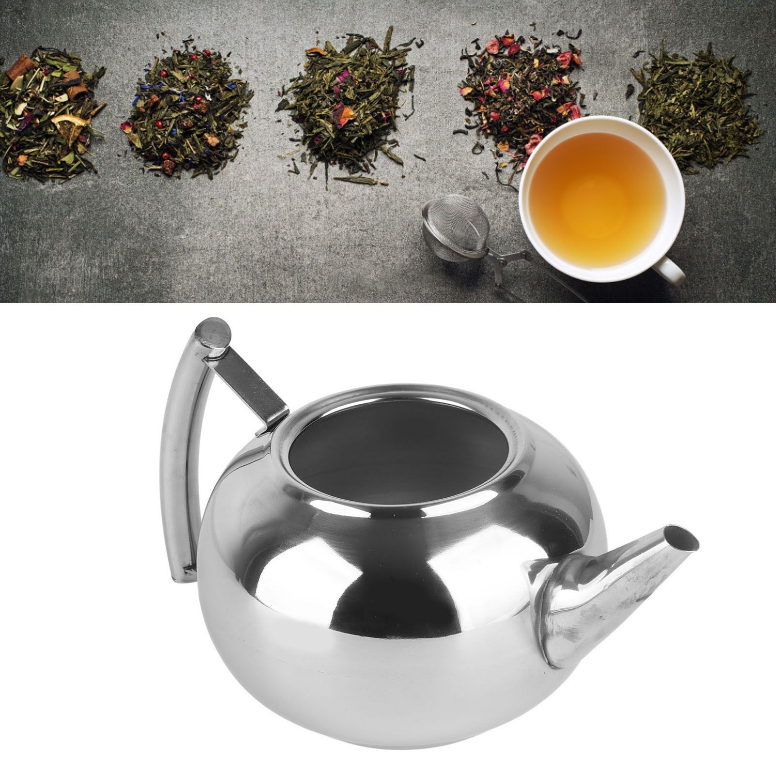Stainless Steel Teapot Nontoxic Tea Pot Kettle with Filter for Brewing Loose view 11