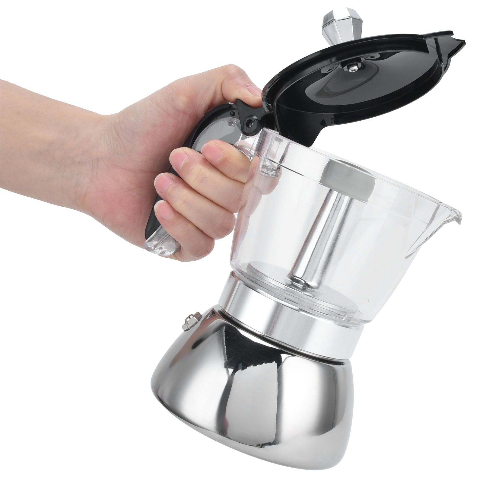 4 Cup Stainless Steel Coffee Maker Stovetop Moka Pot Coffee Maker Kitchen Supplies view 9
