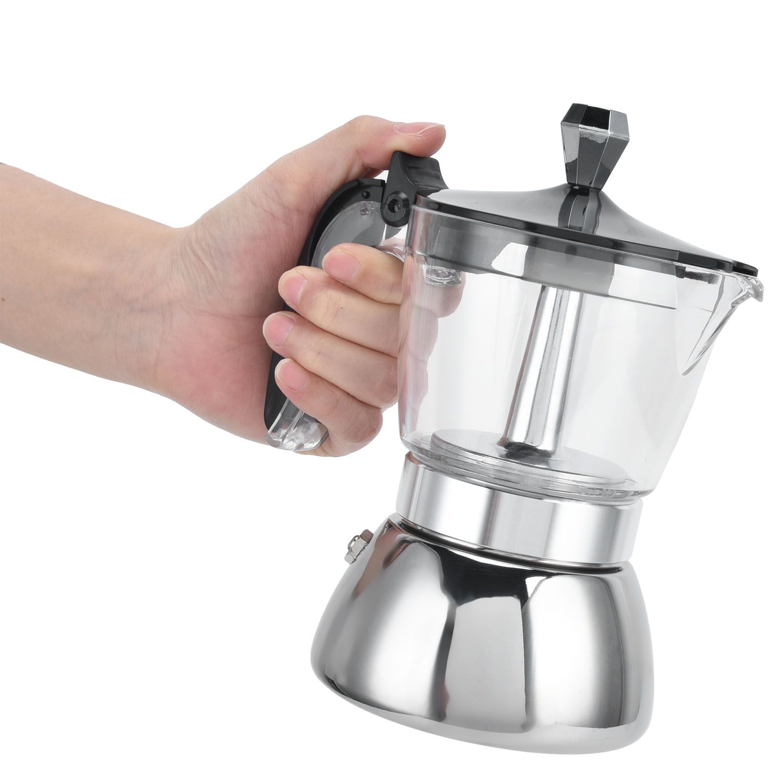4 Cup Stainless Steel Coffee Maker Stovetop Moka Pot Coffee Maker Kitchen Supplies view 10