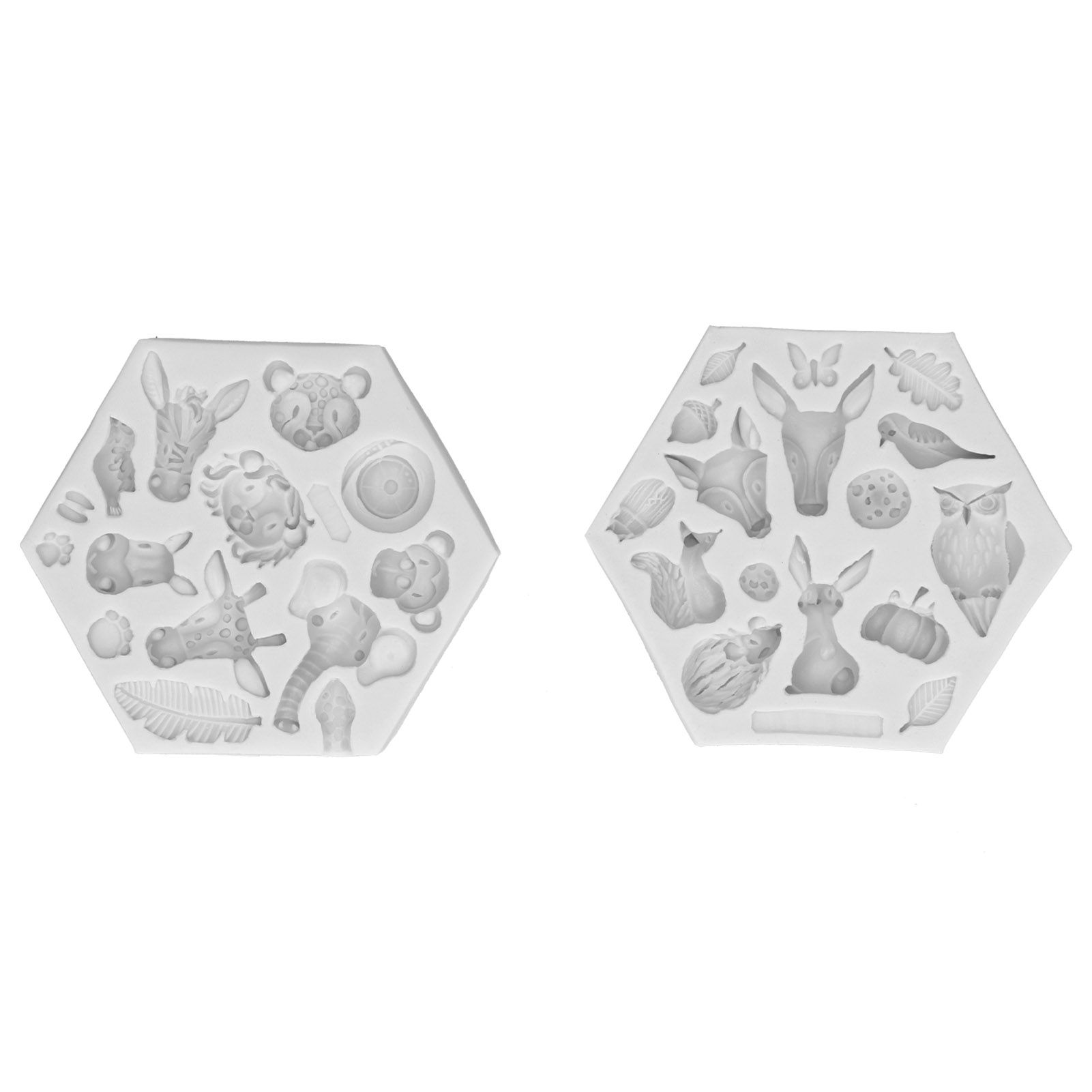2Pcs/Set Animal Pattern Silicone Fondant Mold Chocolate Soap Cake Maker Mold view 2