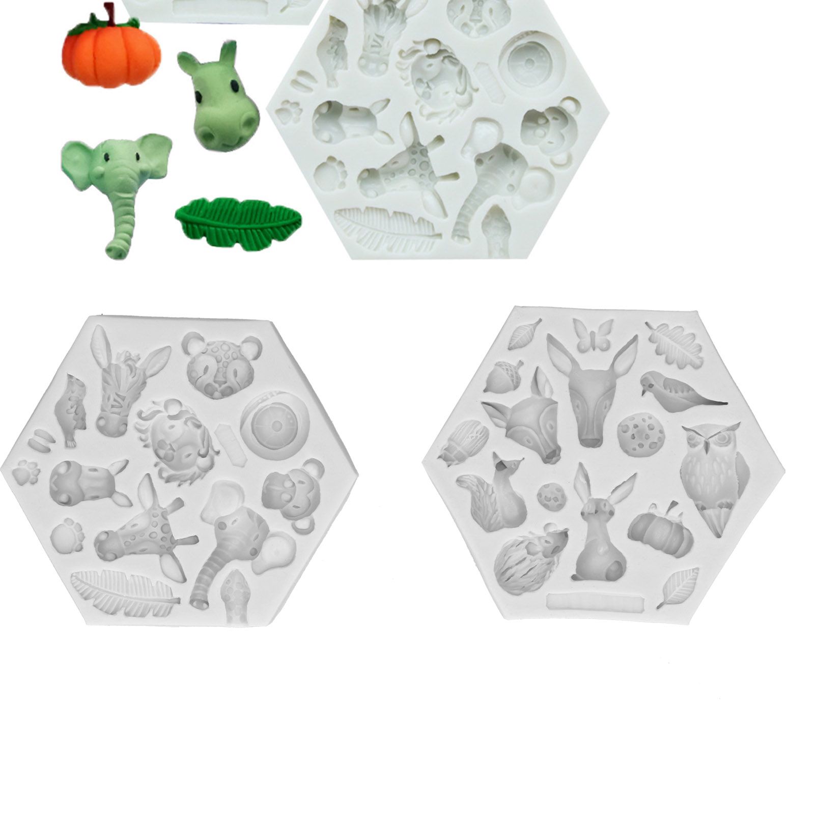 2Pcs/Set Animal Pattern Silicone Fondant Mold Chocolate Soap Cake Maker Mold view 11