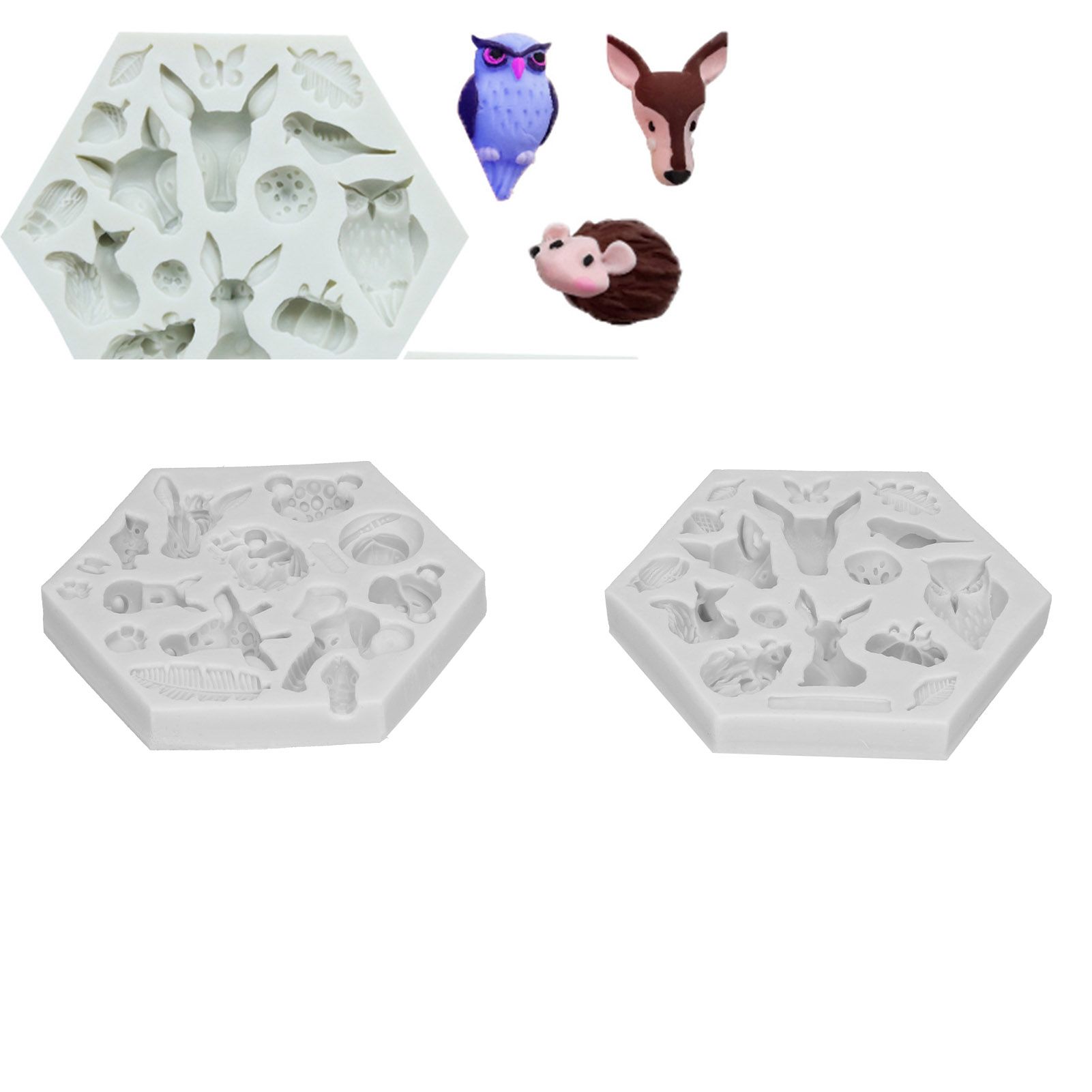 2Pcs/Set Animal Pattern Silicone Fondant Mold Chocolate Soap Cake Maker Mold view 12