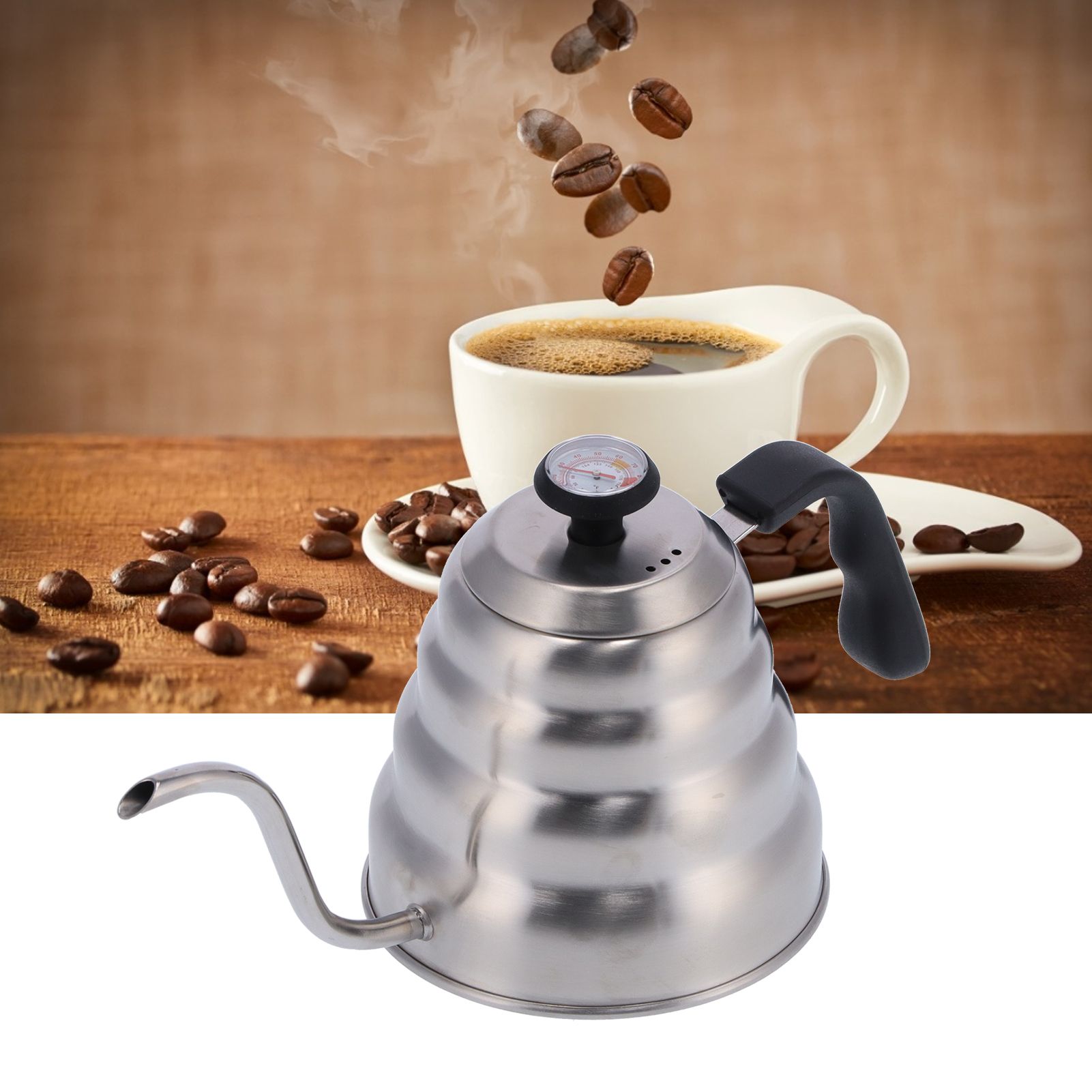Coffee Pot 1200ML Stainless Steel Pot with Thermometer Gooseneck Hand Coffee view 12
