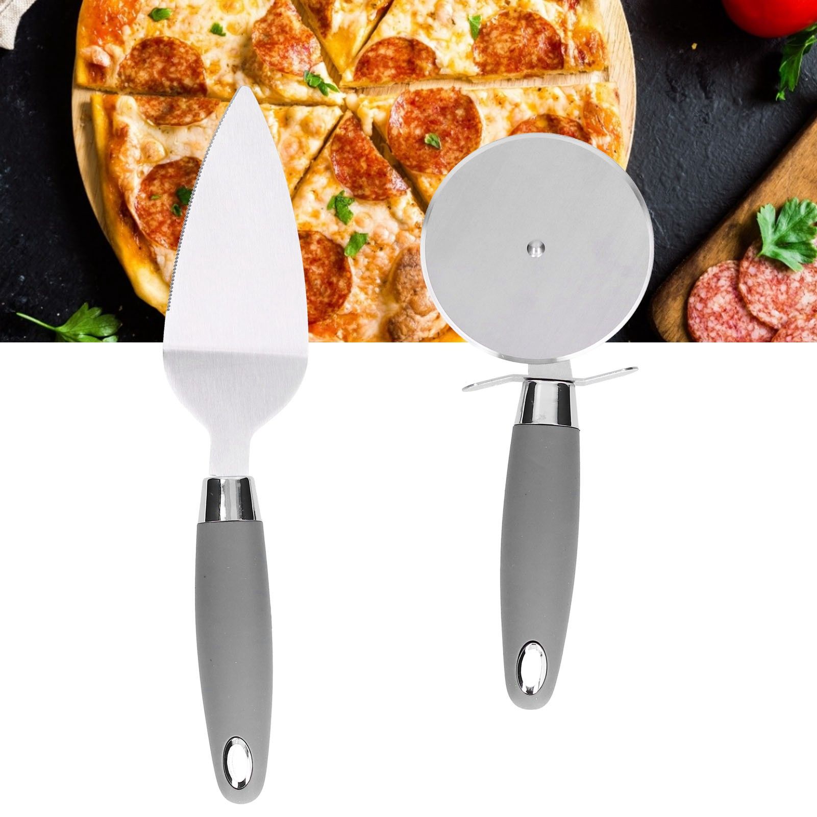 Pizza Tool Kits Pizza Cutter Wheel And Shovel Stainless Steel Pizza Slicers view 11