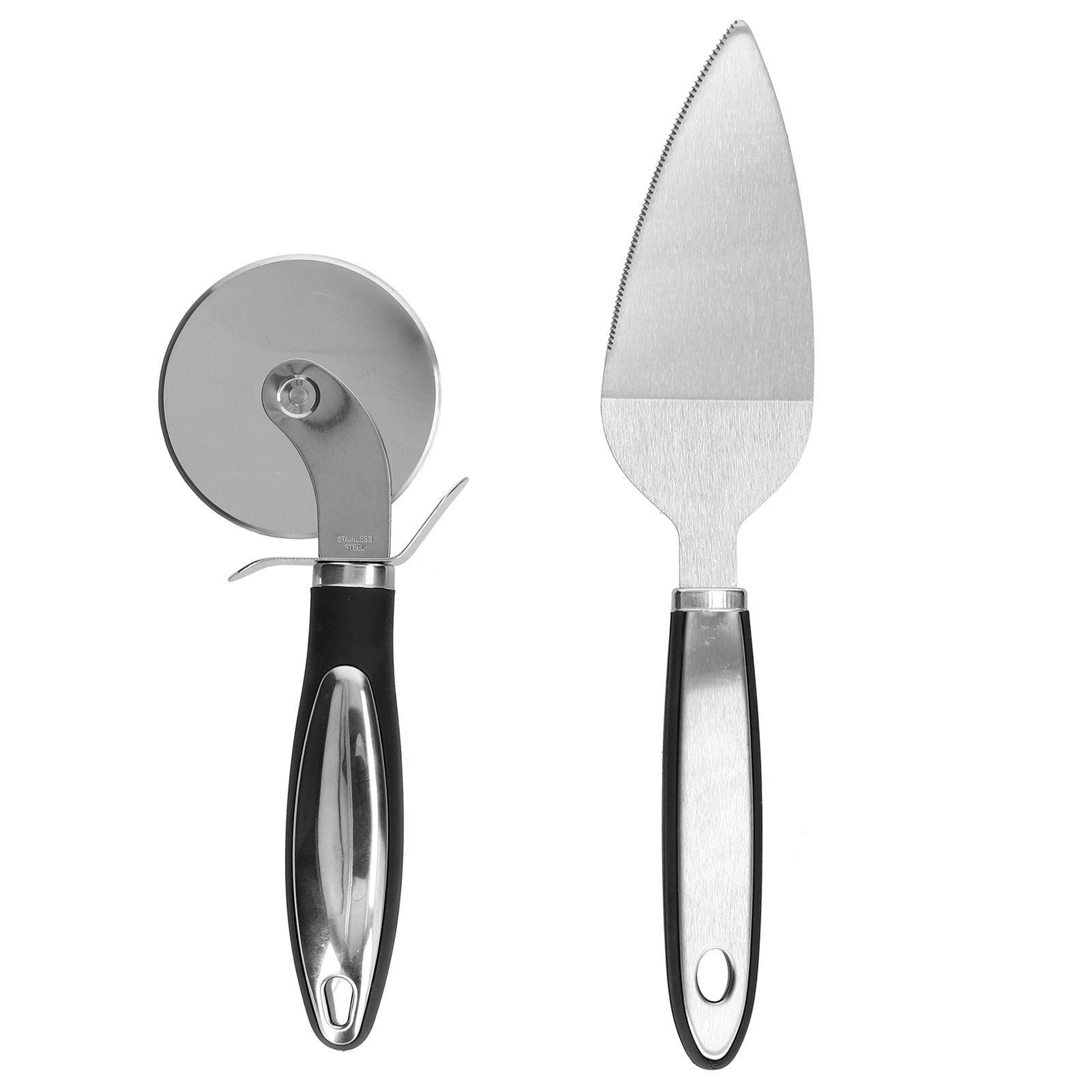 2Pcs set Pizza Cutter Spatula Stainless Steel Pizza Spatula Spade with Non view 2
