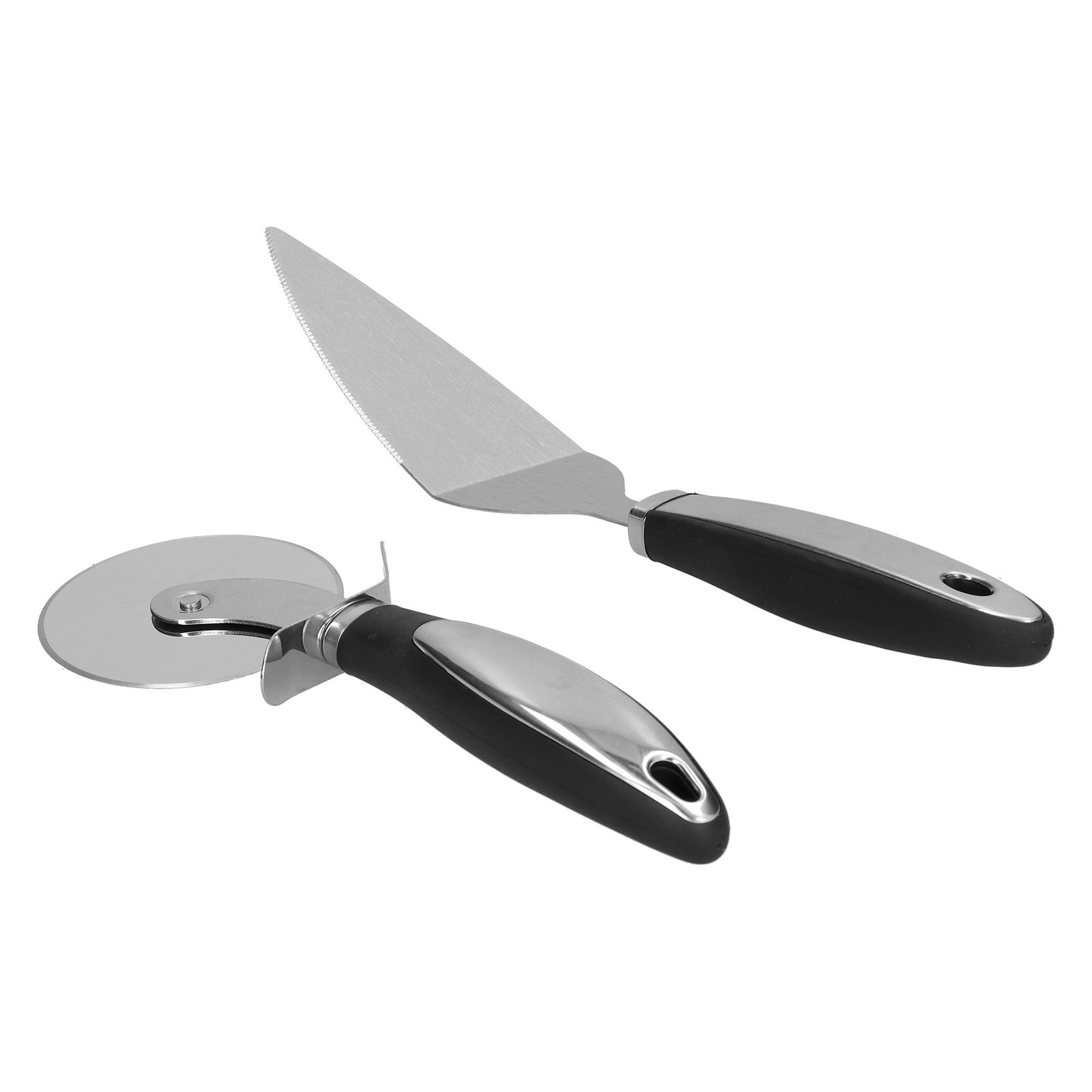 2Pcs set Pizza Cutter Spatula Stainless Steel Pizza Spatula Spade with Non view 8