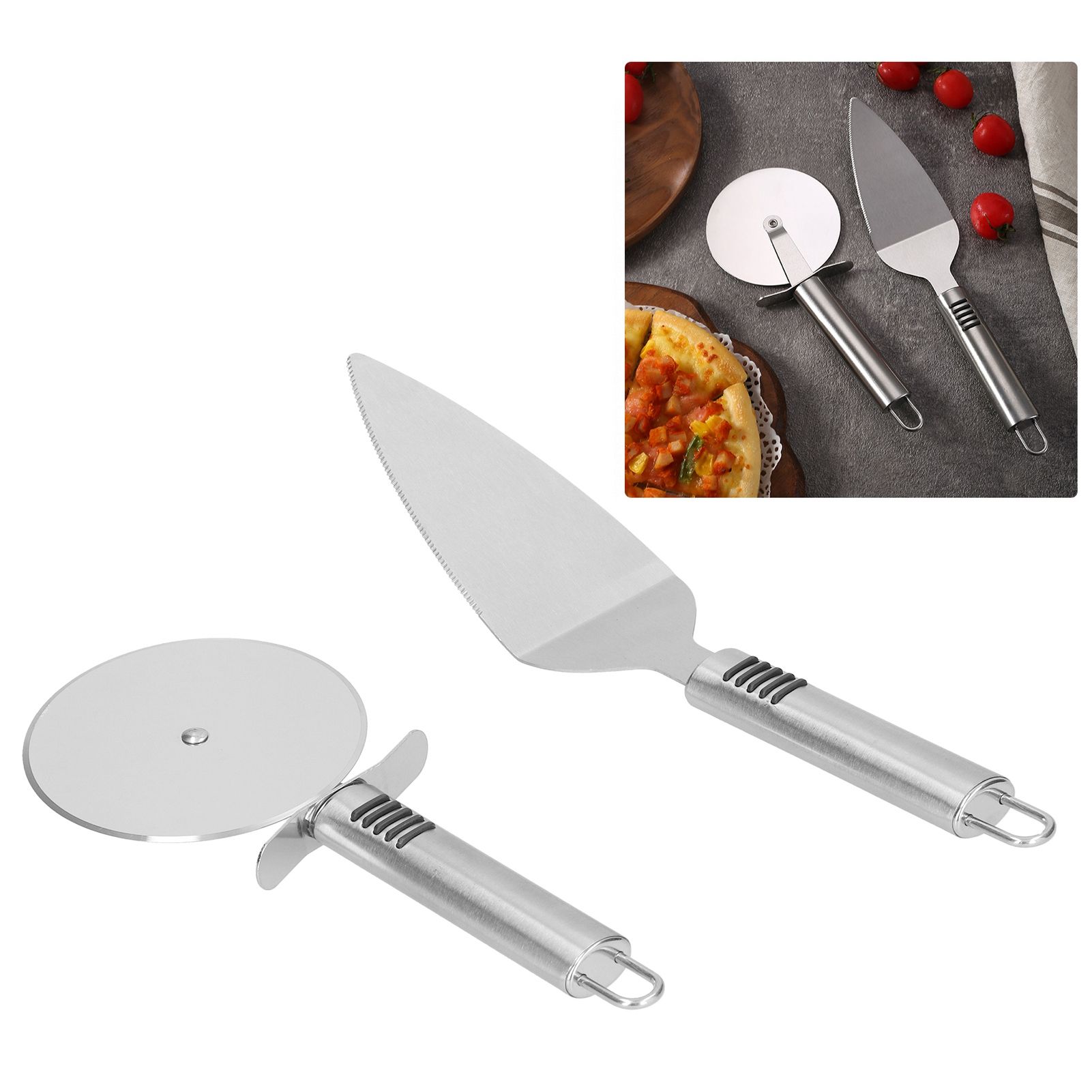 Pizza Cutter 2PCS Stainless Steel Blade Polishing Process Ergonomic Handle view 11